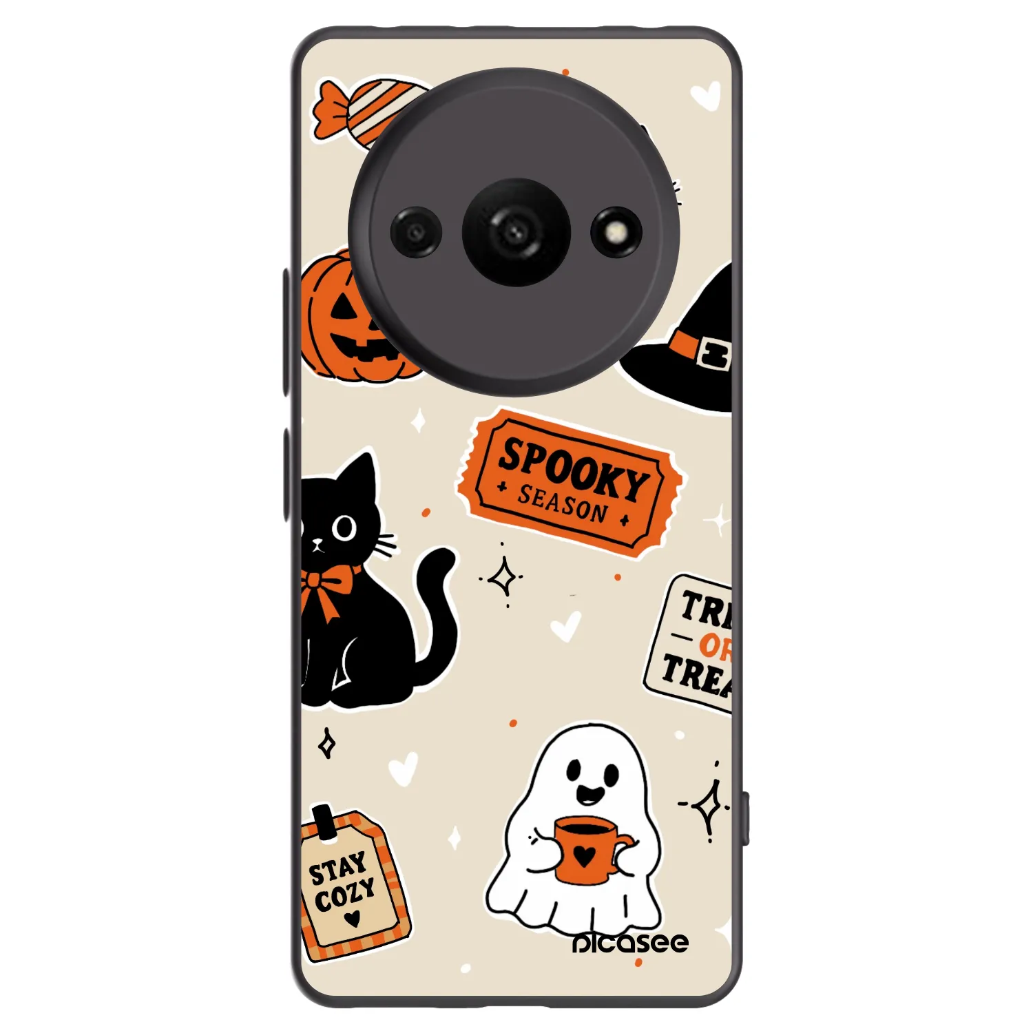 Picasee crna silikonska maskica za Xiaomi Redmi A3 - Halloween stickers
