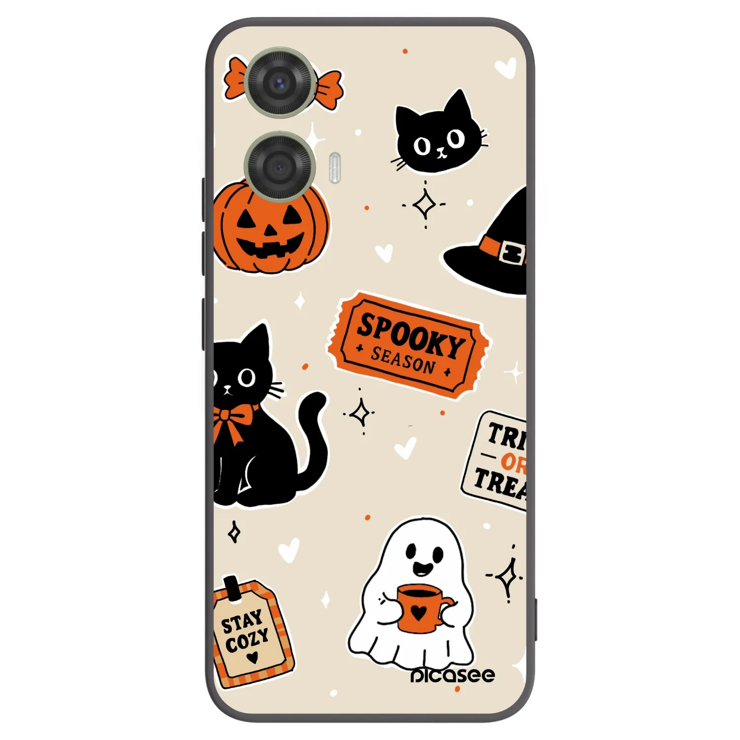 Picasee crna silikonska maskica za Motorola Moto G24 - Halloween stickers