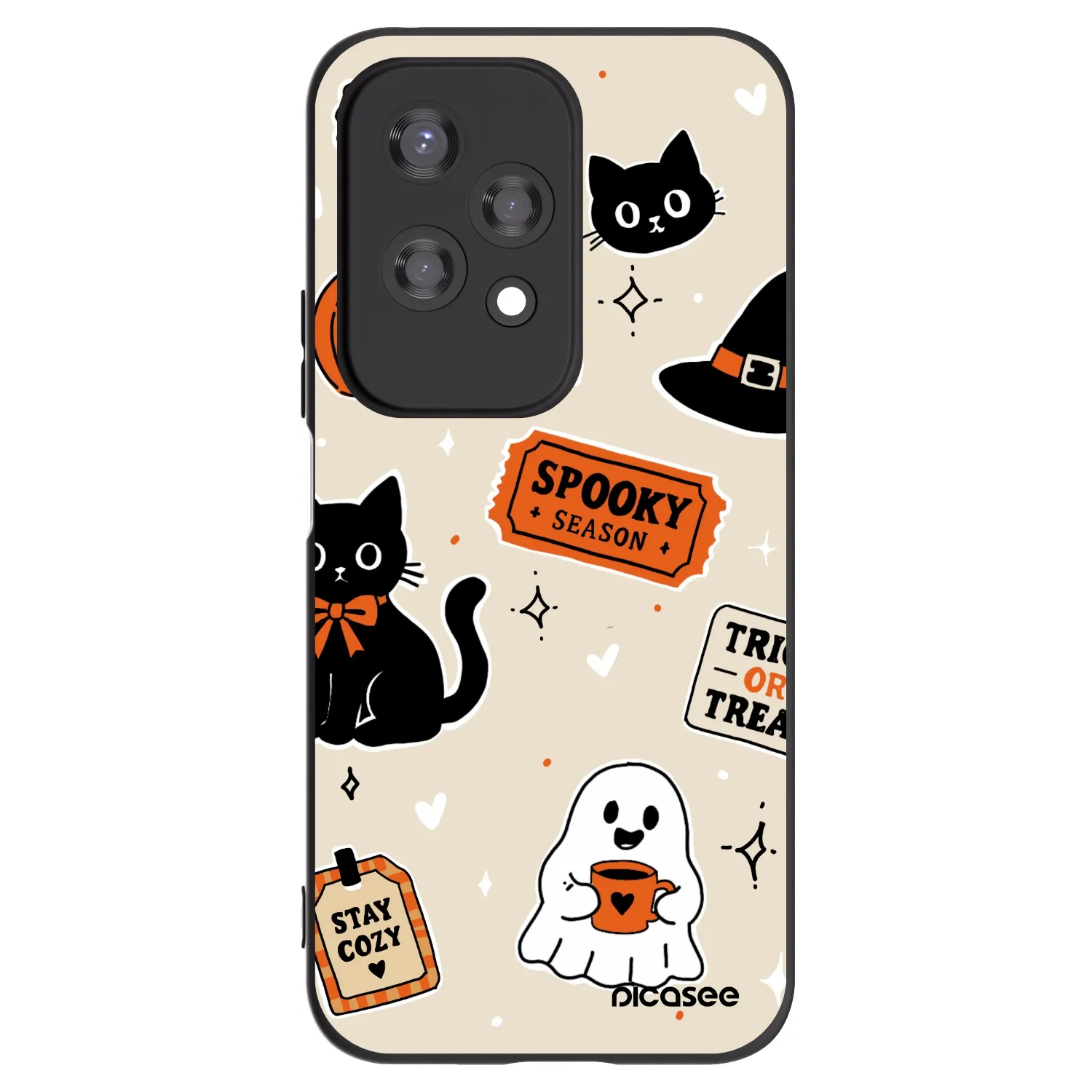 Picasee crna silikonska maskica za Honor 200 Lite - Halloween stickers