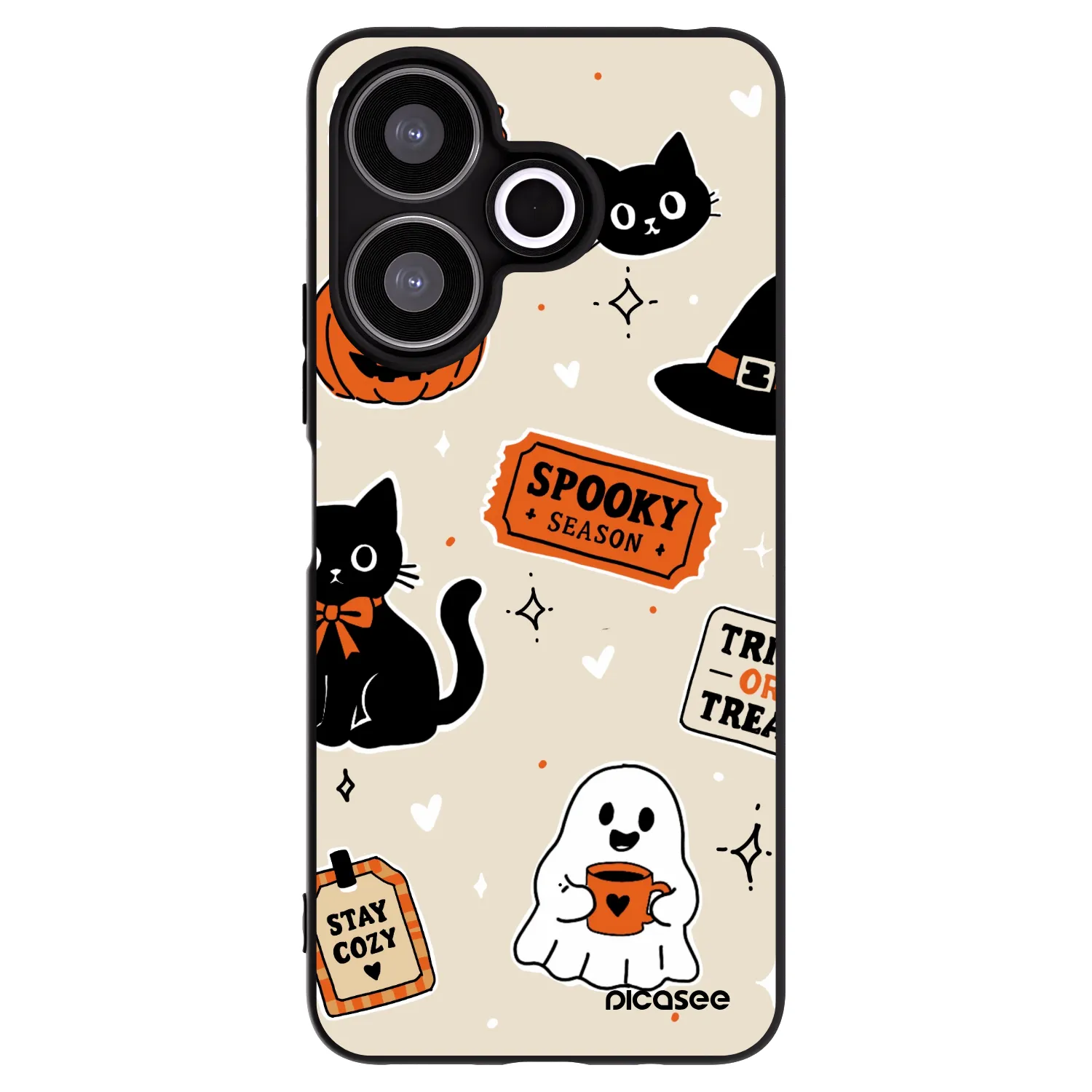 Picasee crna silikonska maskica za Xiaomi Redmi 13 4G - Halloween stickers