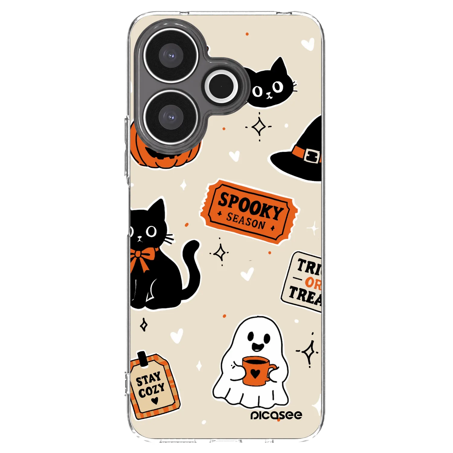 Picasee silikonska prozirna maskica za Xiaomi Redmi 13 4G - Halloween stickers