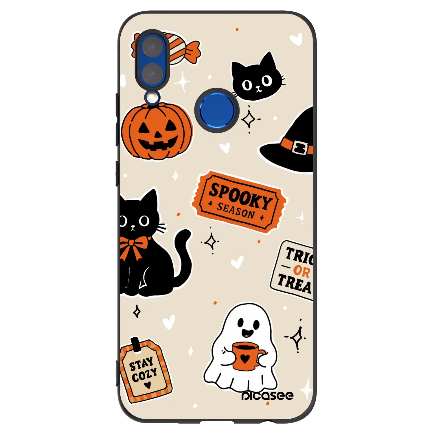 Picasee crna silikonska maskica za Honor 10 Lite - Halloween stickers