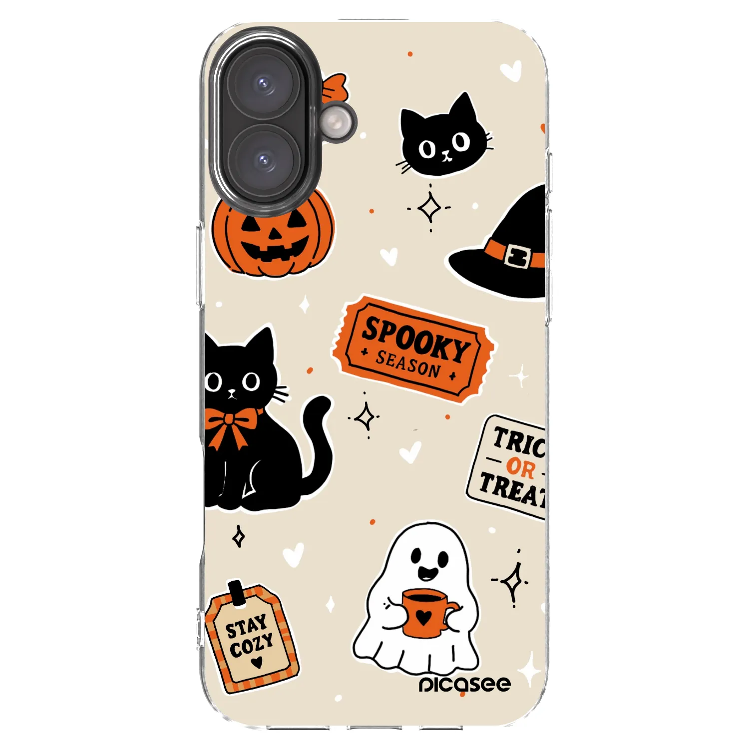 Picasee silikonska prozirna maskica za Apple iPhone 16 Plus - Halloween stickers