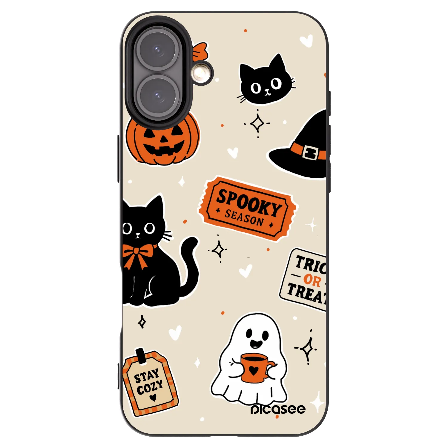 Picasee crna silikonska maskica za Apple iPhone 16 Plus - Halloween stickers