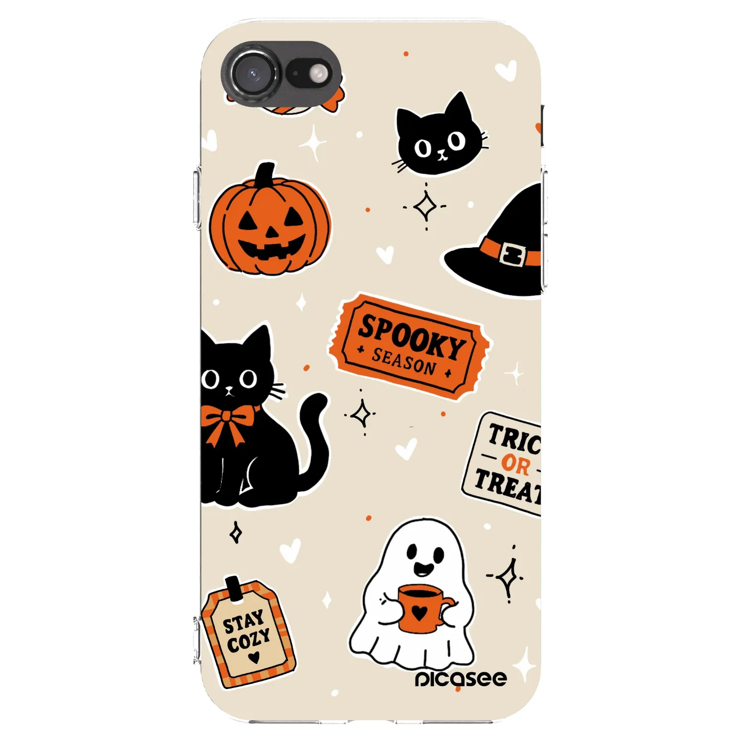 Picasee silikonska prozirna maskica za Apple iPhone 7 - Halloween stickers