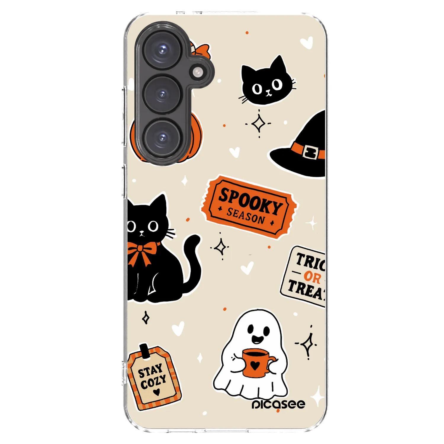 Picasee silikonska prozirna maskica za Samsung Galaxy S24 FE S721B - Halloween stickers