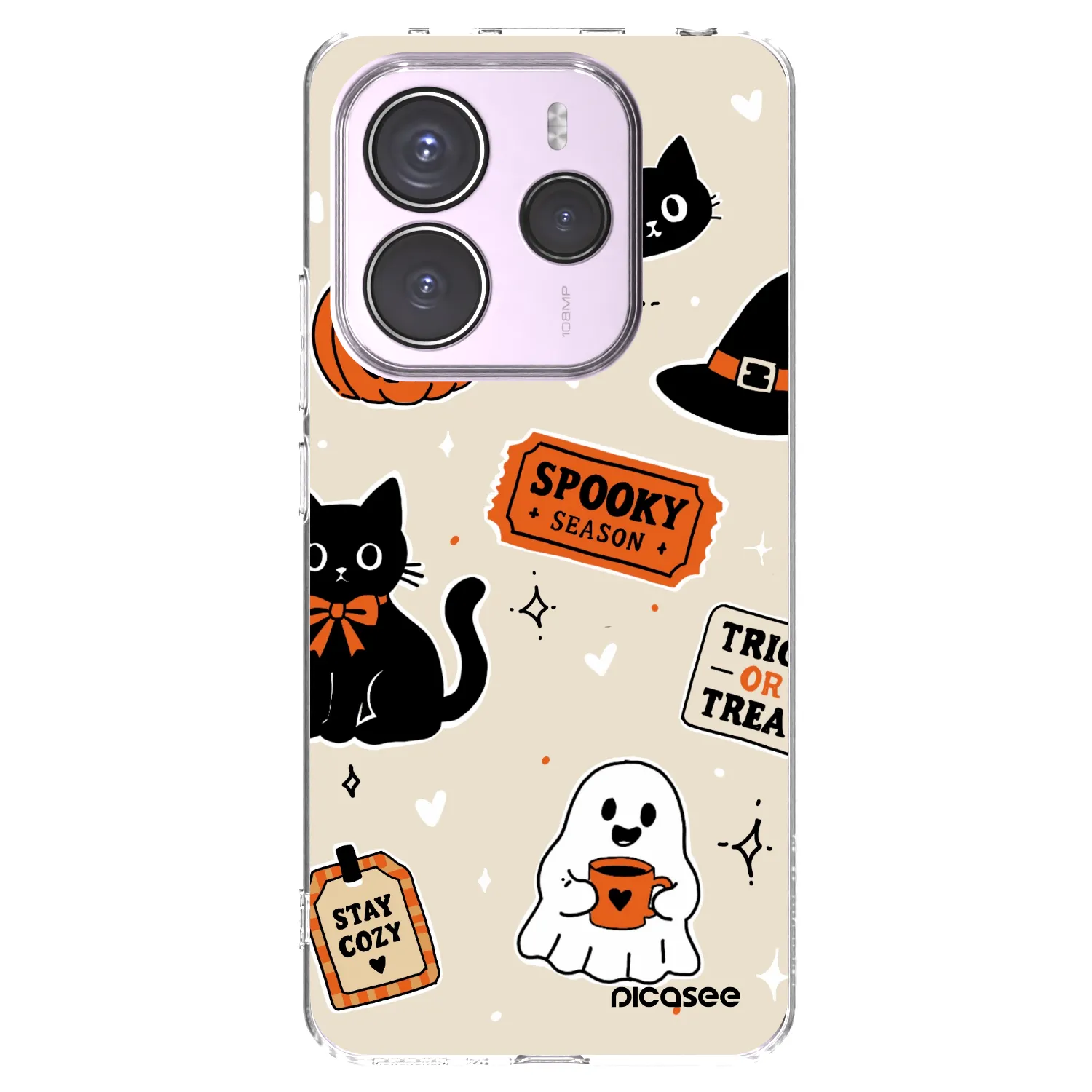 Picasee silikonska prozirna maskica za Xiaomi Redmi Note 14 5G - Halloween stickers
