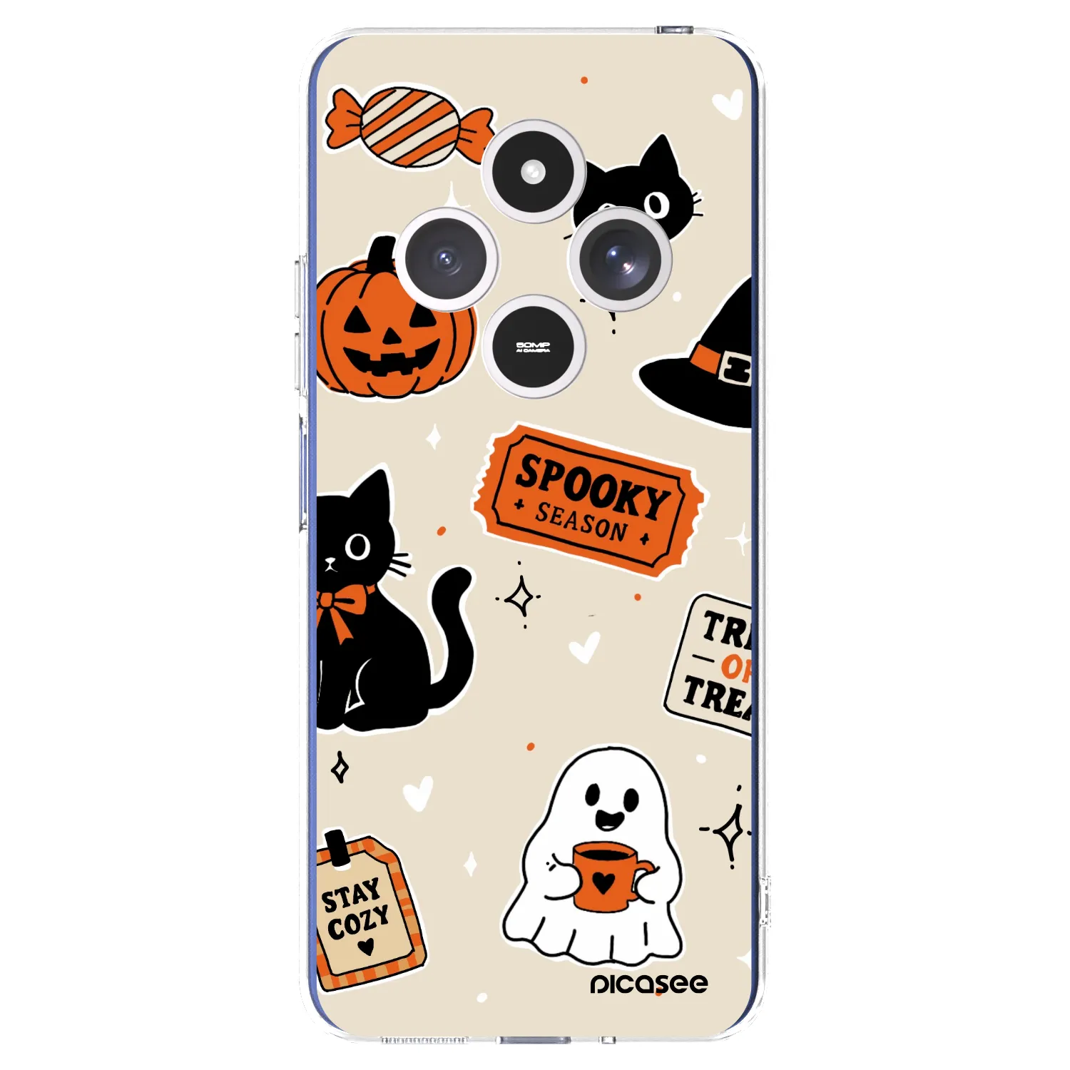 Picasee silikonska prozirna maskica za Xiaomi Redmi 14C - Halloween stickers