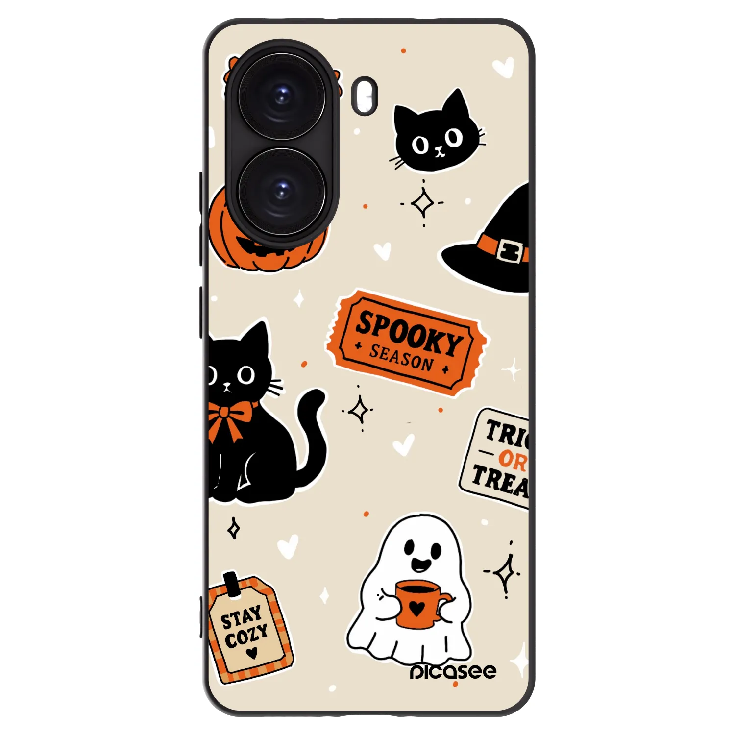 Picasee crna silikonska maskica za Xiaomi Poco X7 Pro 5G - Halloween stickers