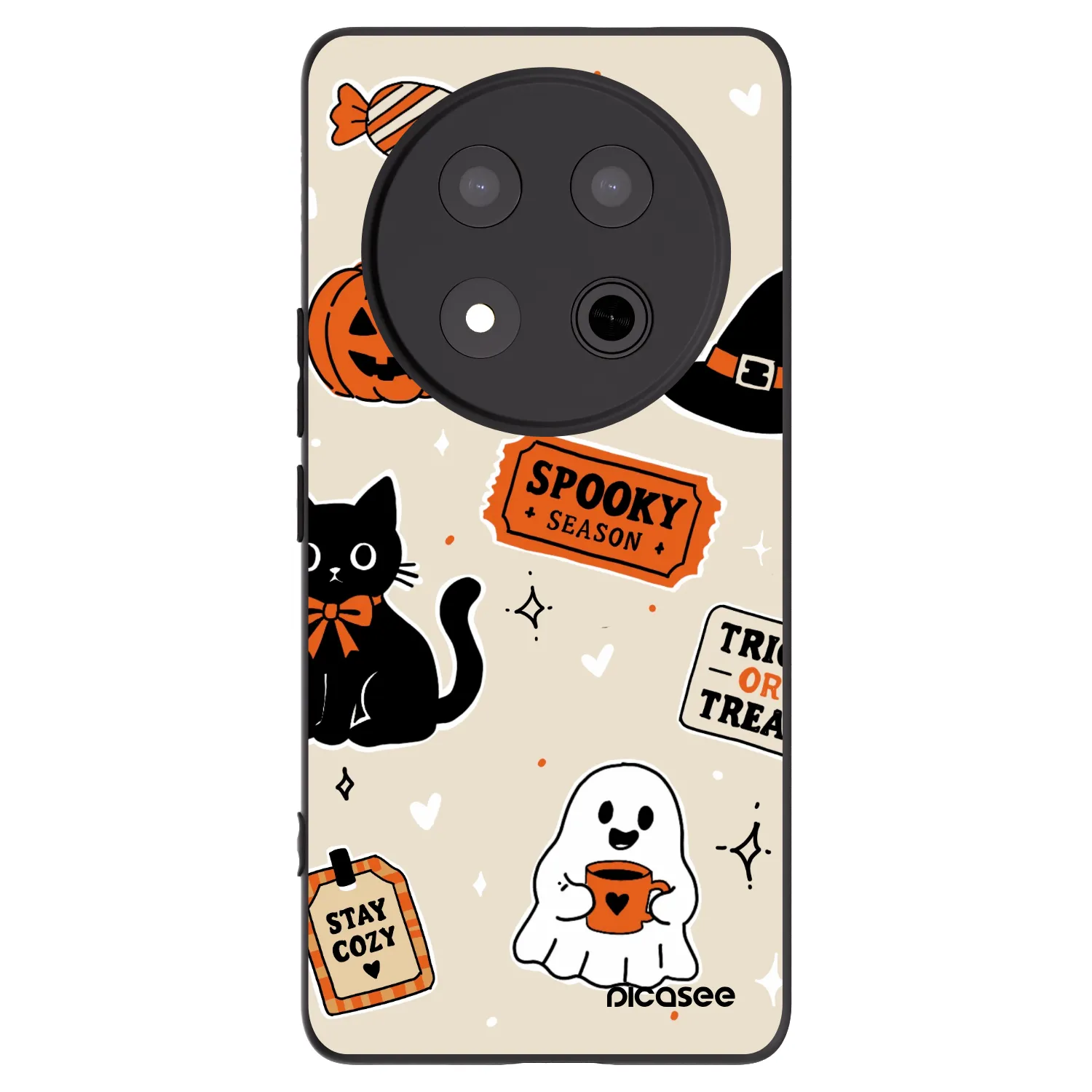 Picasee crna silikonska maskica za Honor Magic7 Lite 5G - Halloween stickers