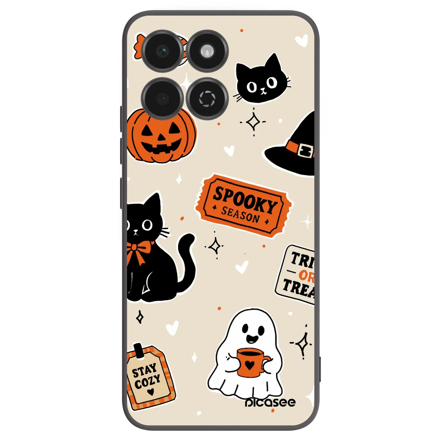 Picasee crna silikonska maskica za Honor 200 Smart 5G - Halloween stickers
