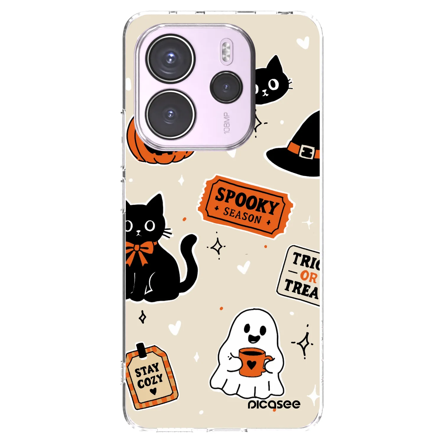 Picasee silikonska prozirna maskica za Xiaomi Redmi Note 14 4G - Halloween stickers