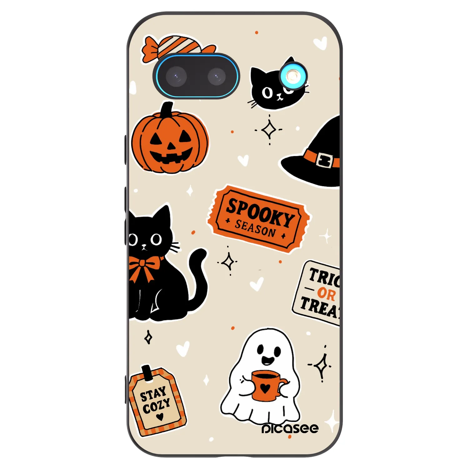 Picasee crna silikonska maskica za Google Pixel 8 - Halloween stickers