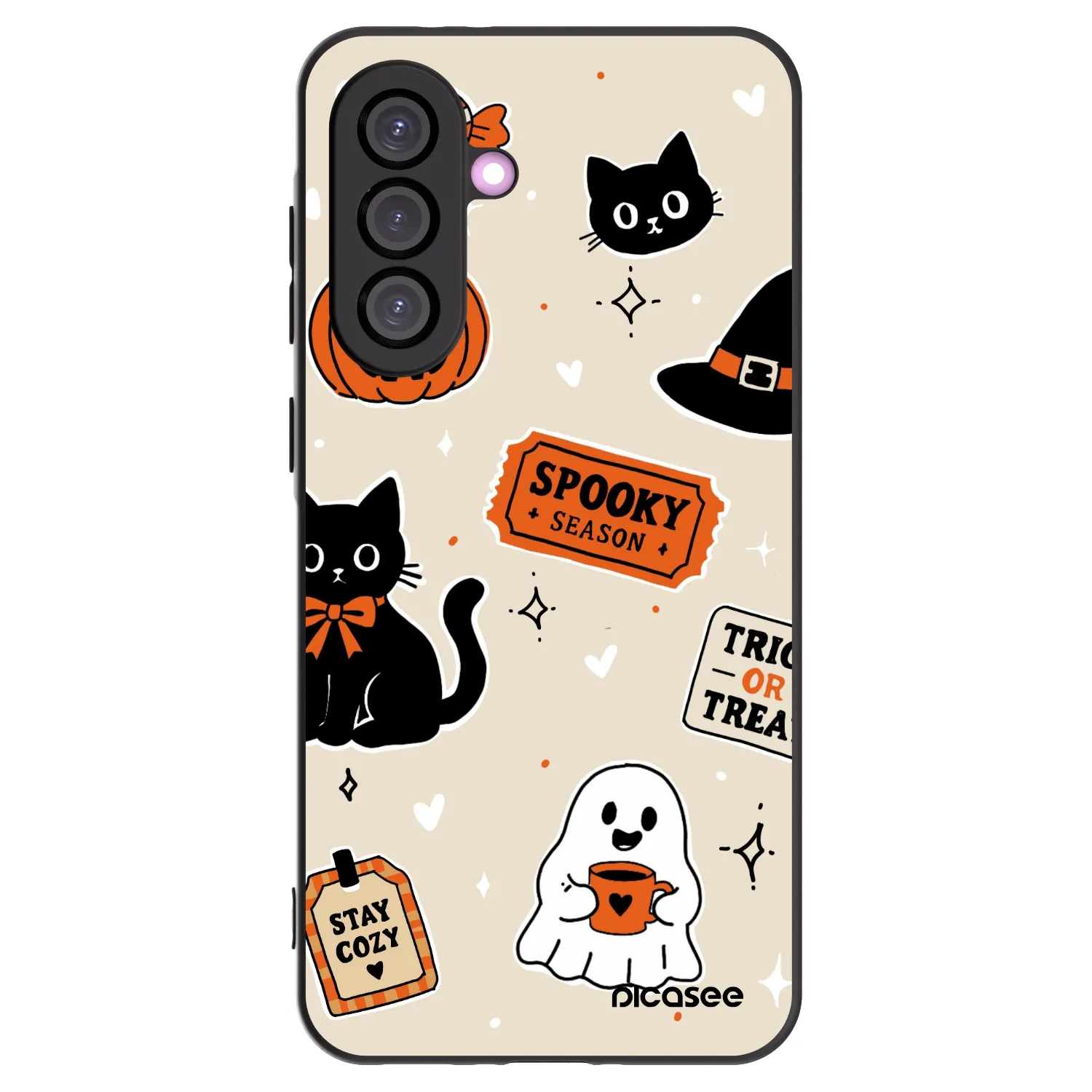 Picasee crna silikonska maskica za Samsung Galaxy A56 5G A566B - Halloween stickers