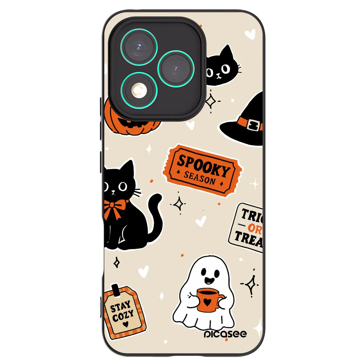 Picasee crna silikonska maskica za Honor 400 Lite 5G - Halloween stickers