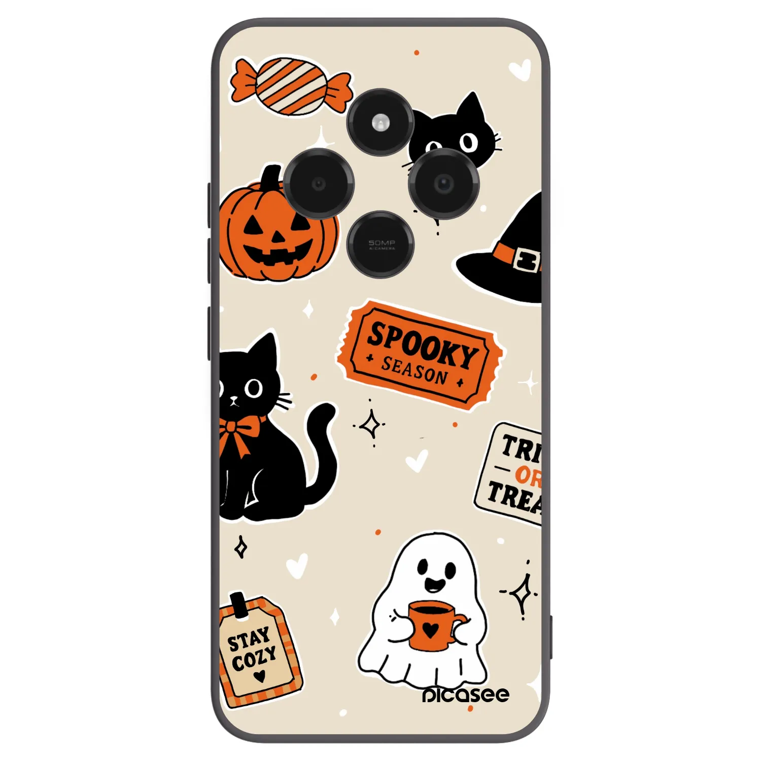 Picasee crna silikonska maskica za Xiaomi Poco C75 - Halloween stickers