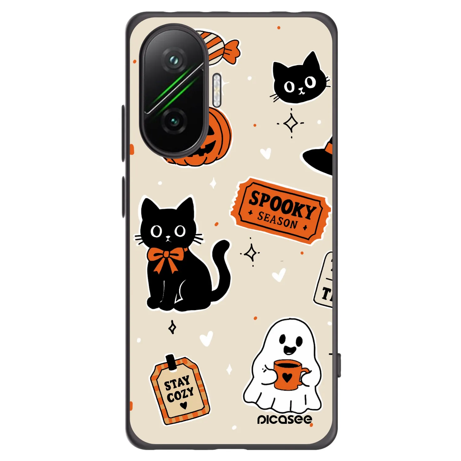 Picasee crna silikonska maskica za Xiaomi Poco F7 5G - Halloween stickers