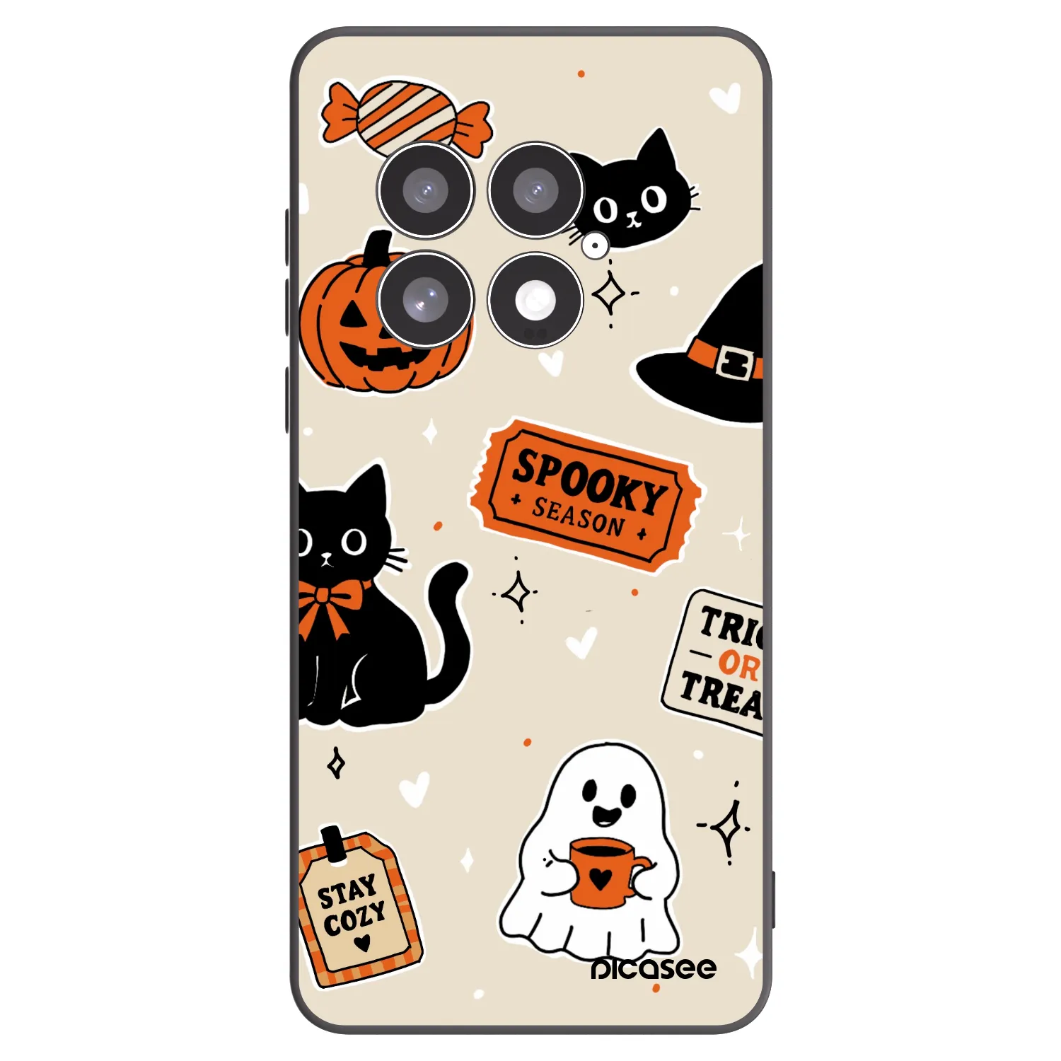 Picasee crna silikonska maskica za OnePlus 13 5G - Halloween stickers