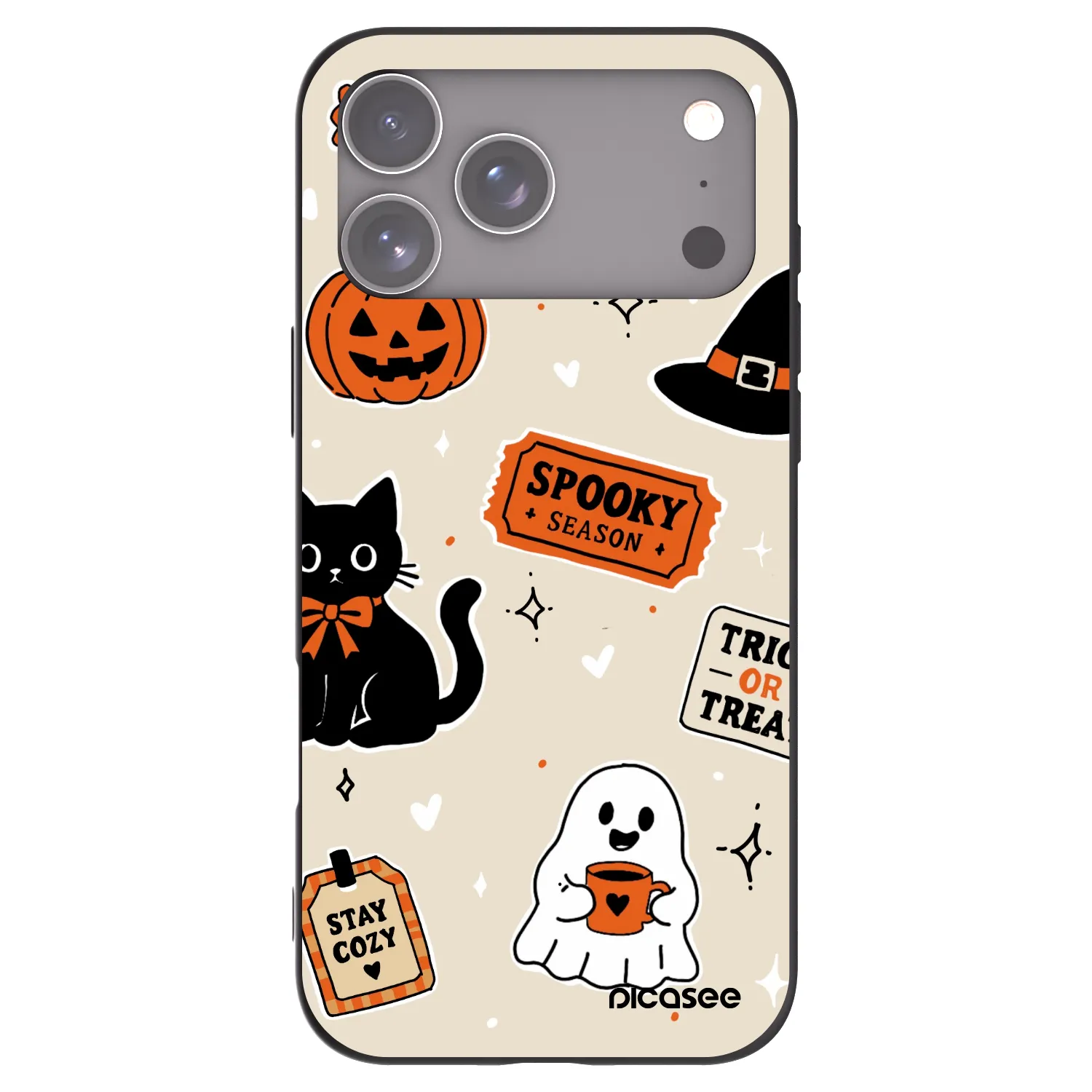 Picasee crna silikonska maskica za Apple iPhone 17 Pro Max - Halloween stickers