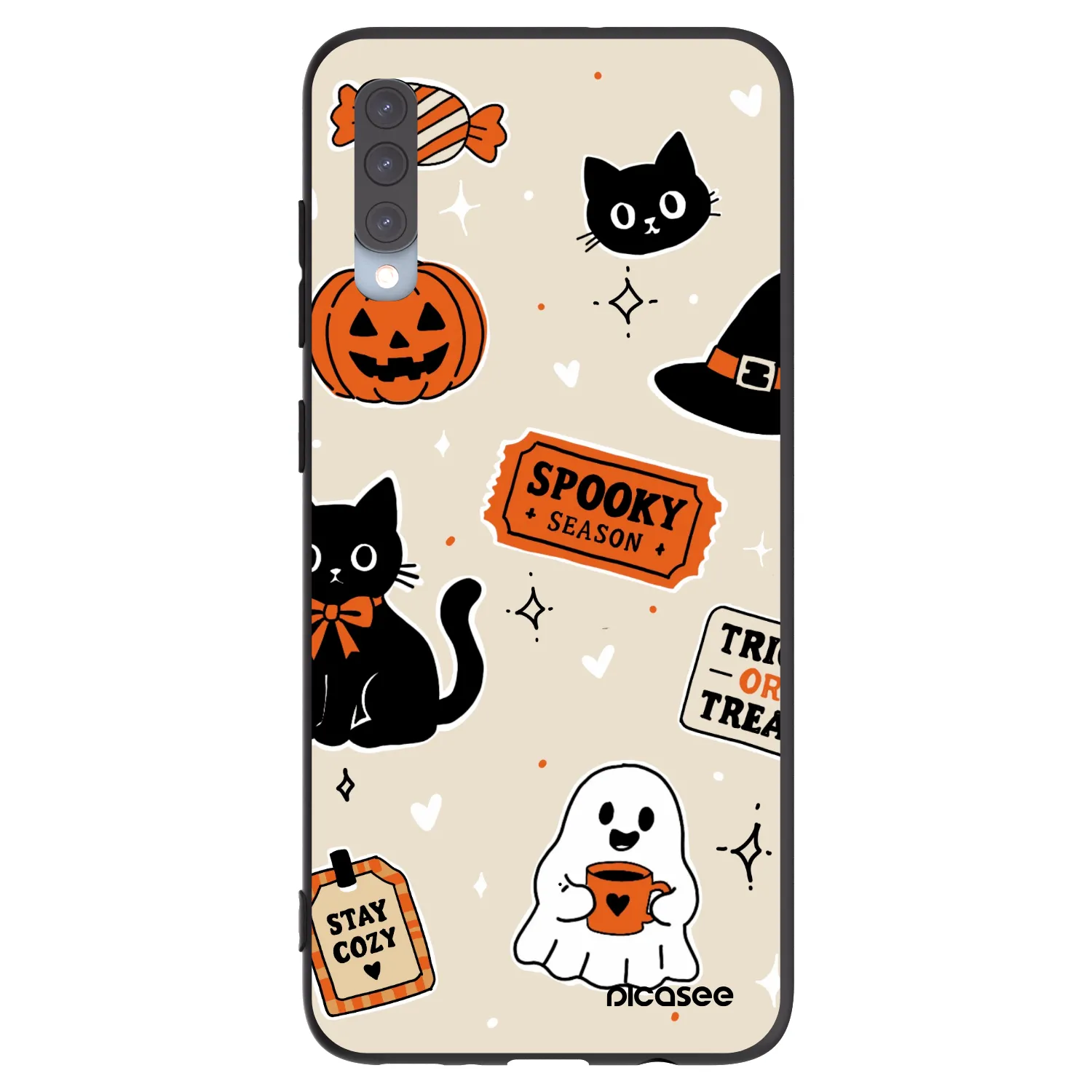 Picasee crna silikonska maskica za Samsung Galaxy A70 A705F - Halloween stickers