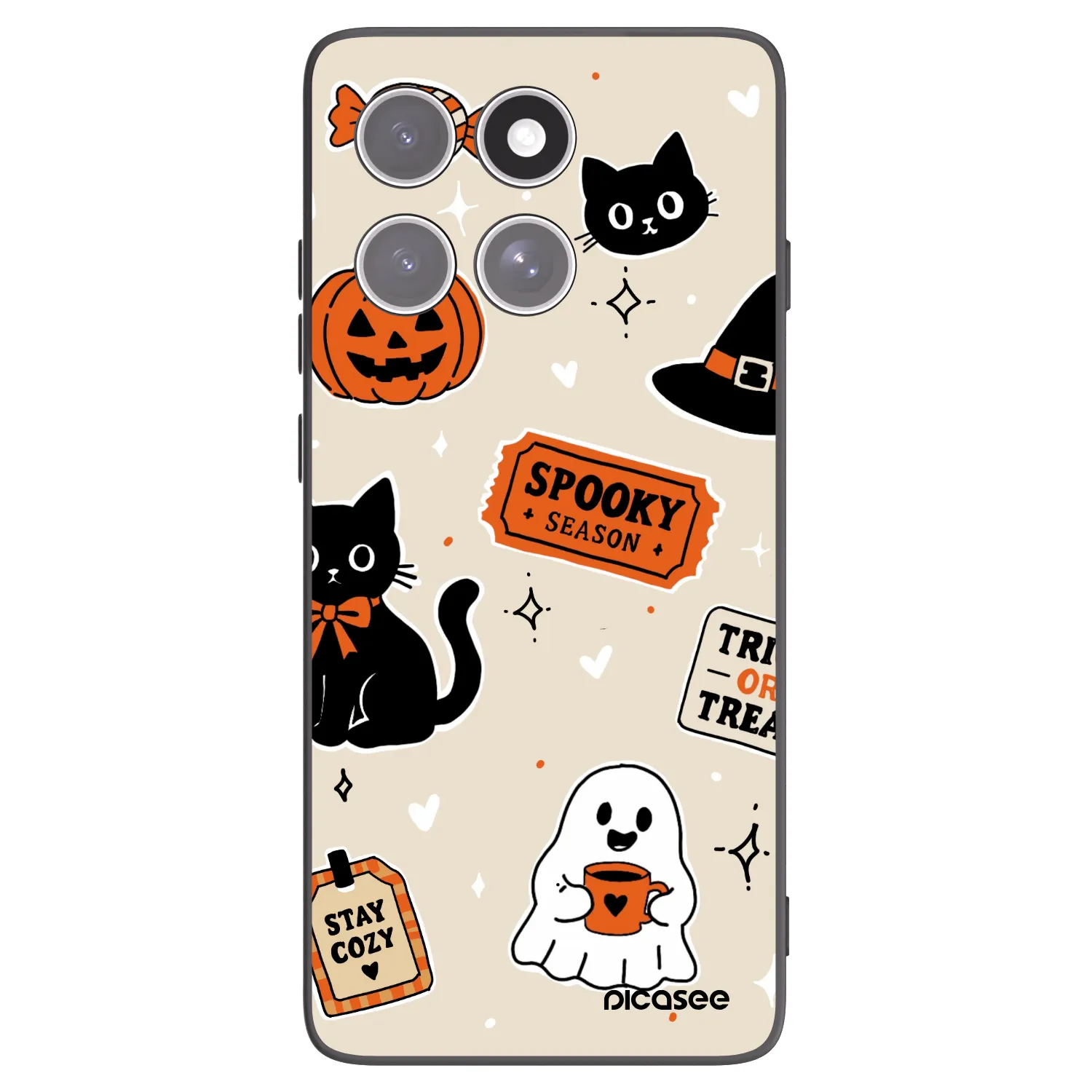 Picasee crna silikonska maskica za Motorola Edge 60 Pro - Halloween stickers