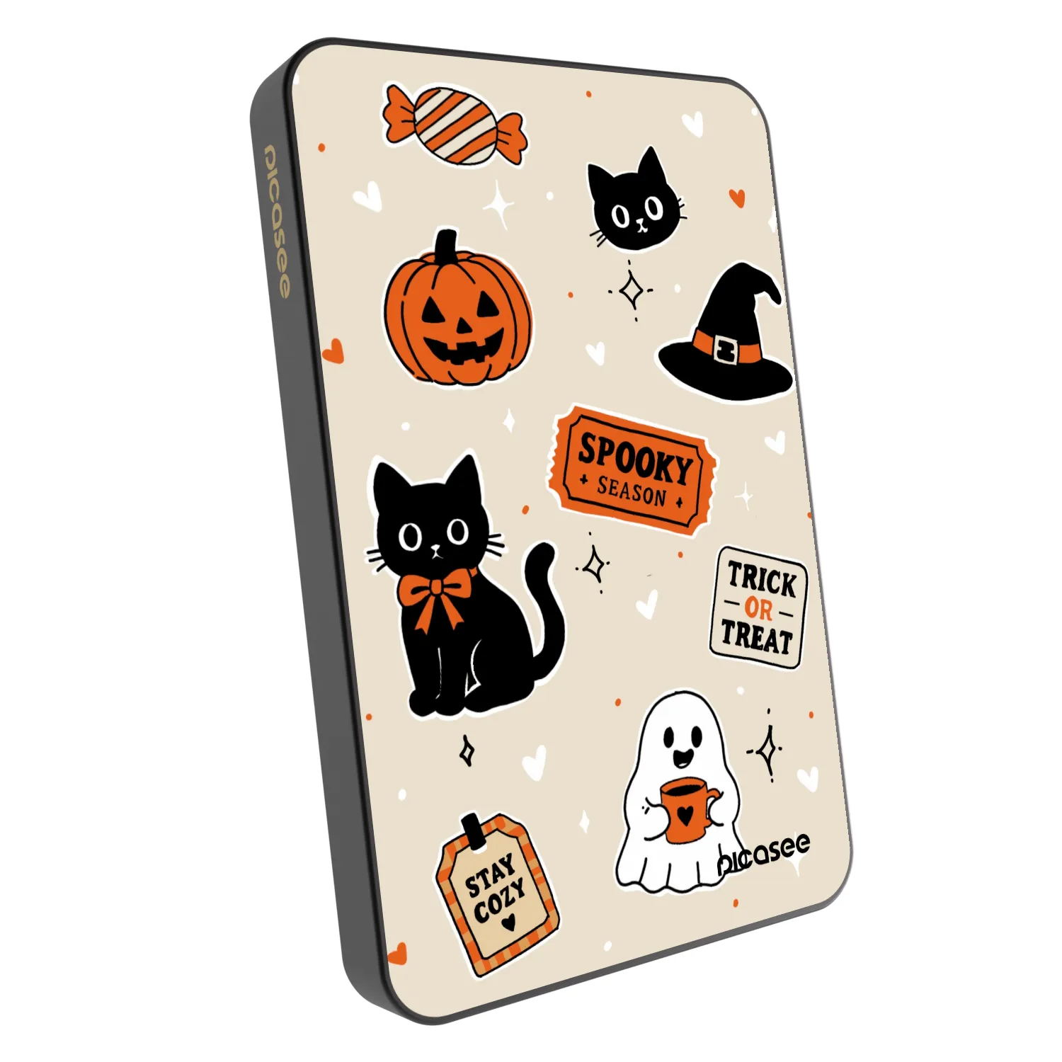 Picasee Prijenosni punjač s MagSafe 5 000 mAh Sivo - Halloween stickers