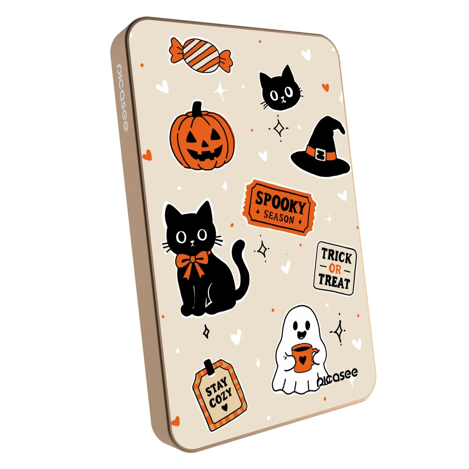 Picasee Prijenosni punjač s MagSafe 5 000 mAh Zlatni - Halloween stickers