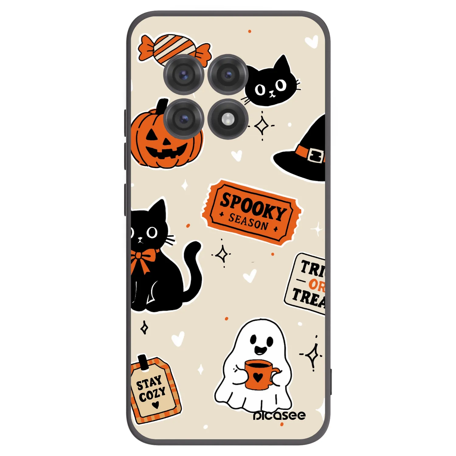 Picasee crna silikonska maskica za OnePlus 13R 5G - Halloween stickers