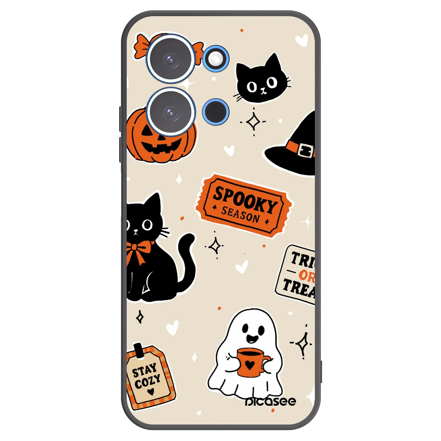 Picasee crna silikonska maskica za Xiaomi Redmi 15C 4G - Halloween stickers