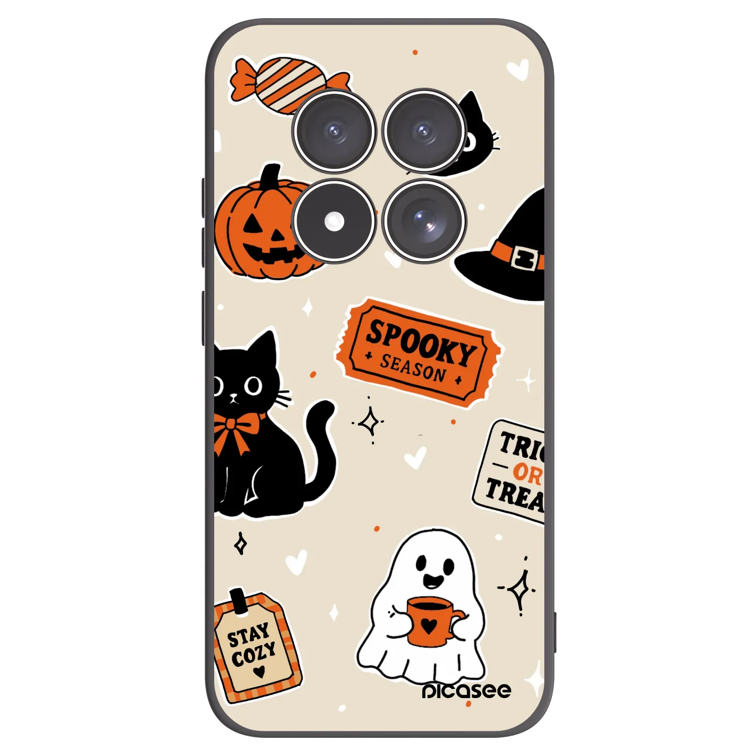 Picasee crna silikonska maskica za Xiaomi Redmi Note 15 Pro 4G - Halloween stickers
