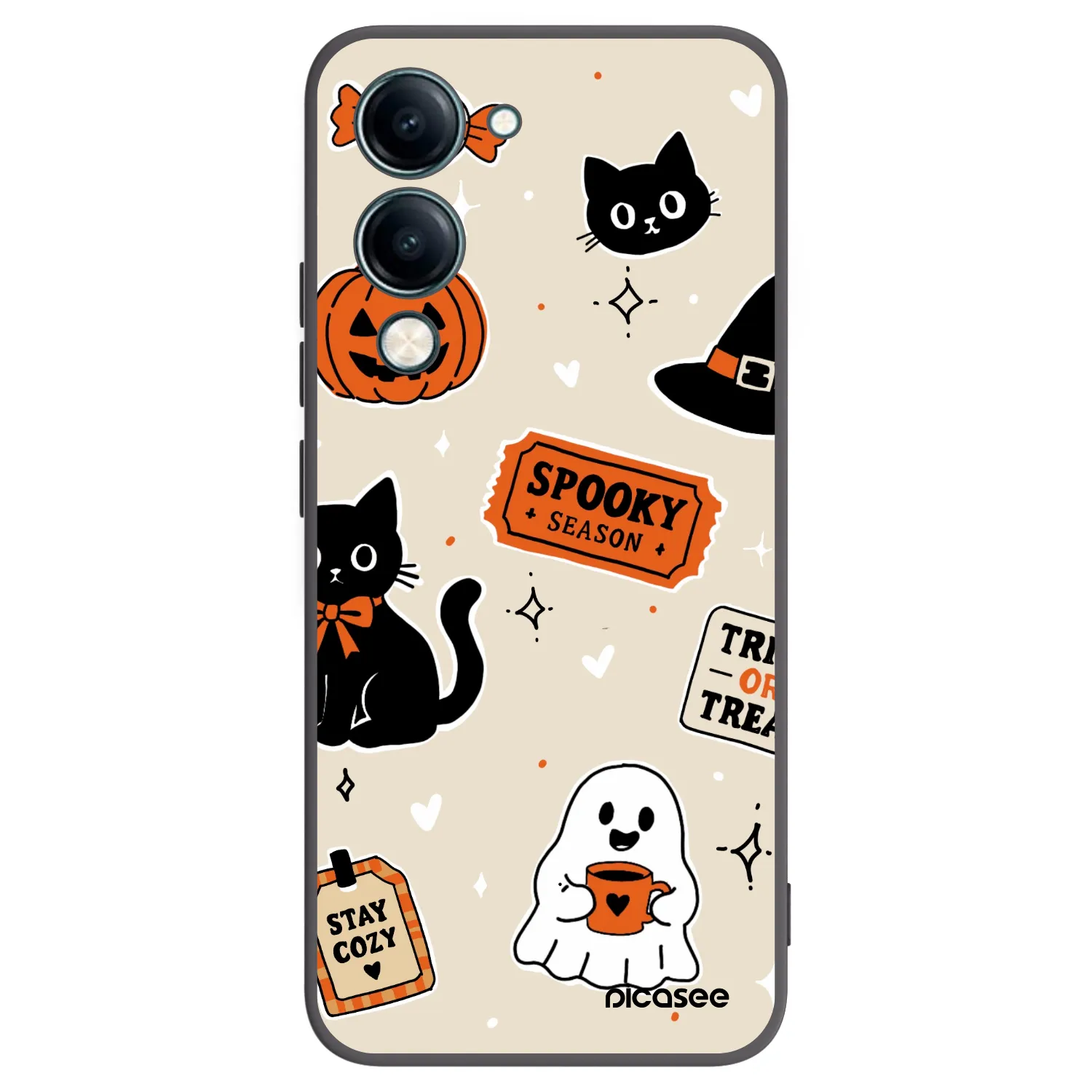 Picasee crna silikonska maskica za Vivo Y29s 5G - Halloween stickers