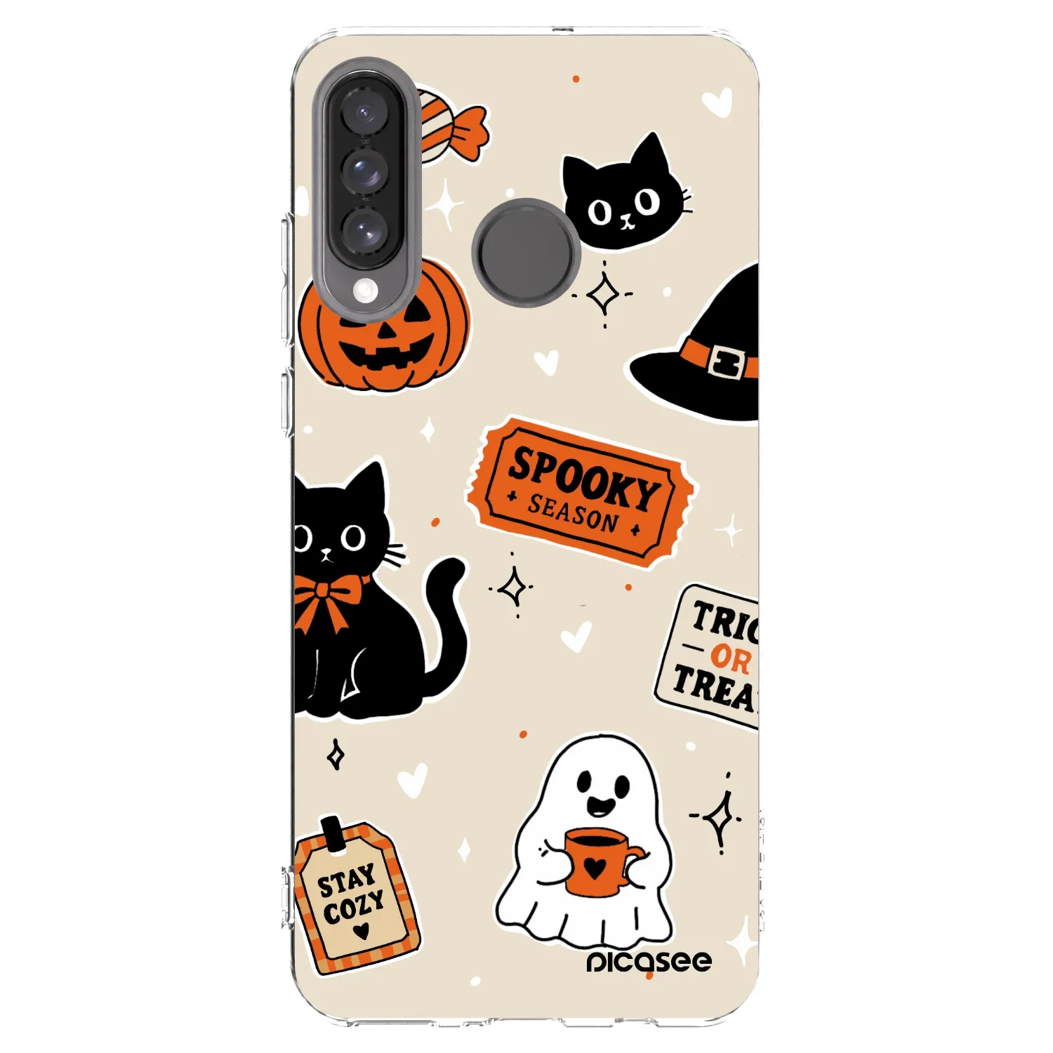 Picasee silikonska prozirna maskica za Huawei P30 Lite - Halloween stickers