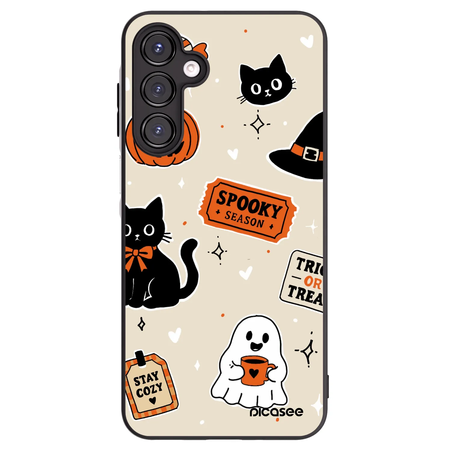 Picasee crna silikonska maskica za Samsung Galaxy A16 4G - Halloween stickers