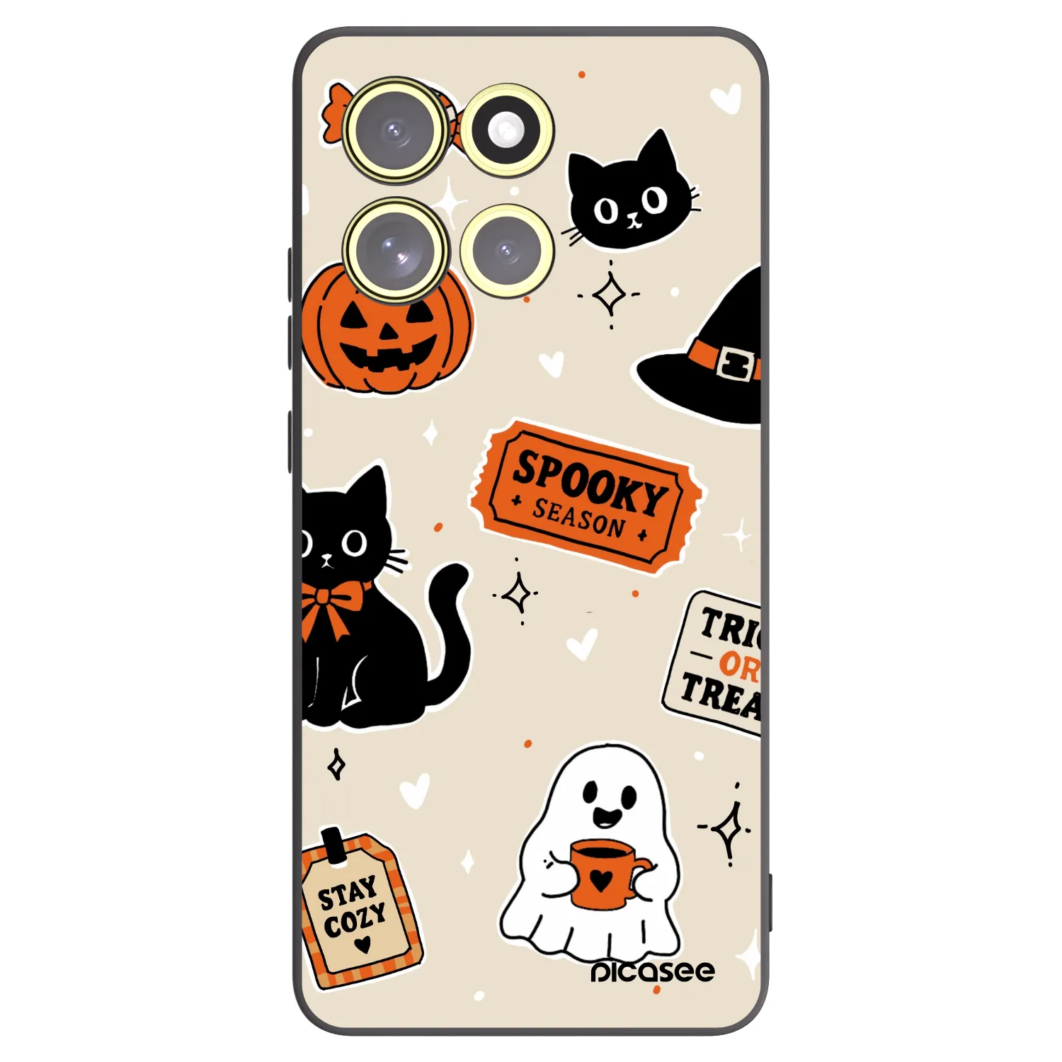 Picasee crna silikonska maskica za Motorola Moto G86 Power 5G - Halloween stickers