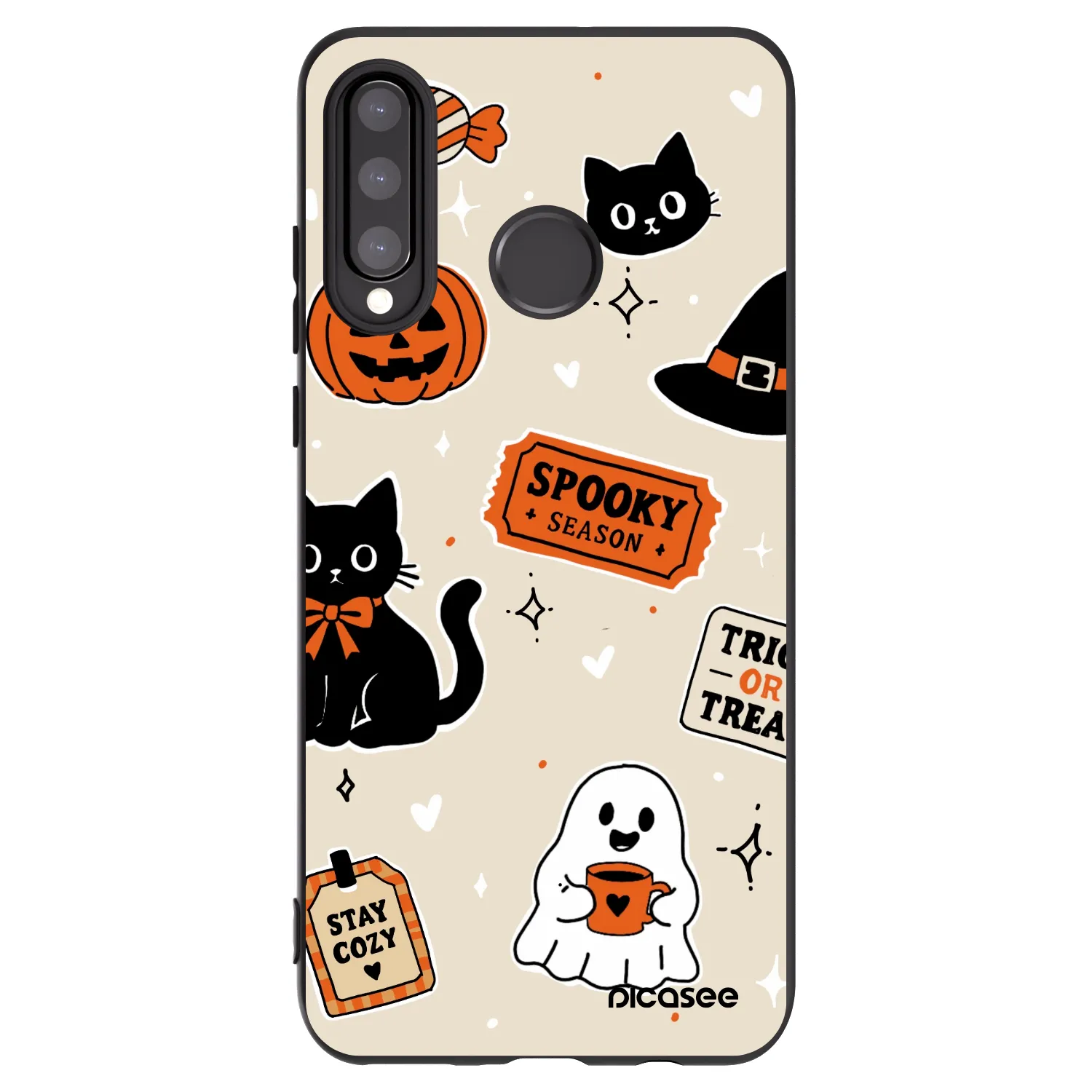 Picasee crna silikonska maskica za Huawei P30 Lite - Halloween stickers