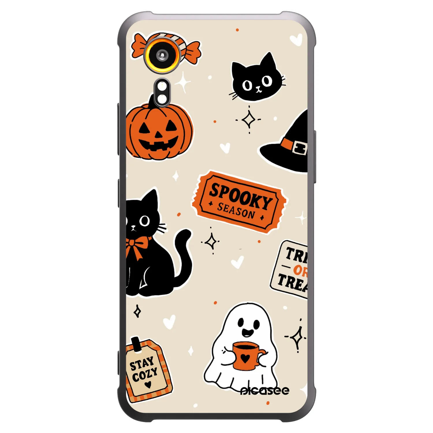 Picasee crna silikonska maskica za Samsung Galaxy XCover 7 - Halloween stickers