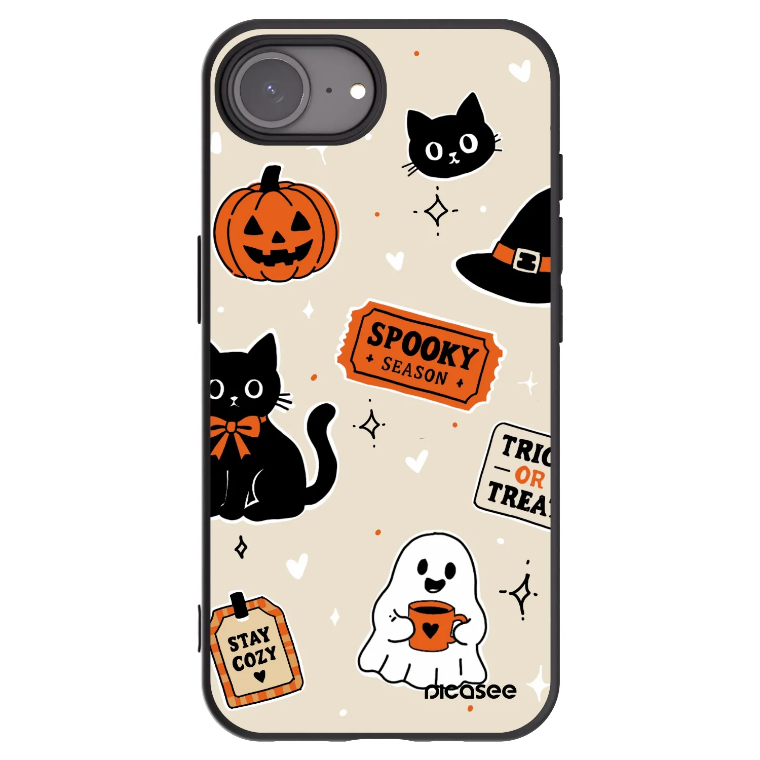 Picasee crna silikonska maskica za Apple iPhone 17e - Halloween stickers