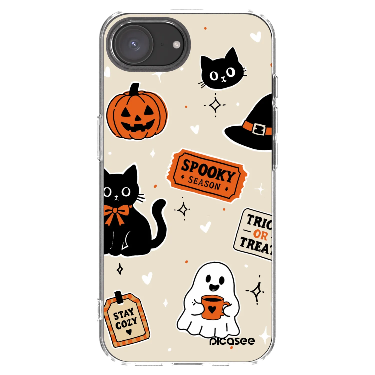 Picasee silikonska prozirna maskica za Apple iPhone 17e - Halloween stickers