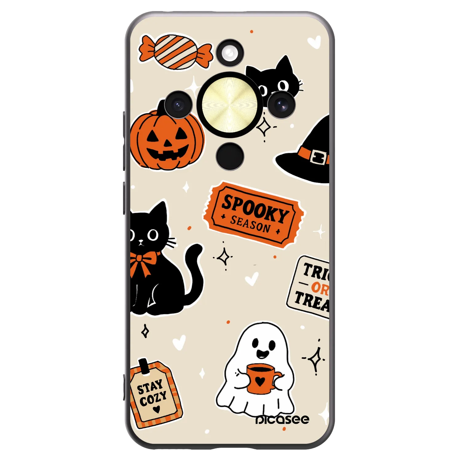 Picasee crna silikonska maskica za Honor Magic8 Lite 5G - Halloween stickers