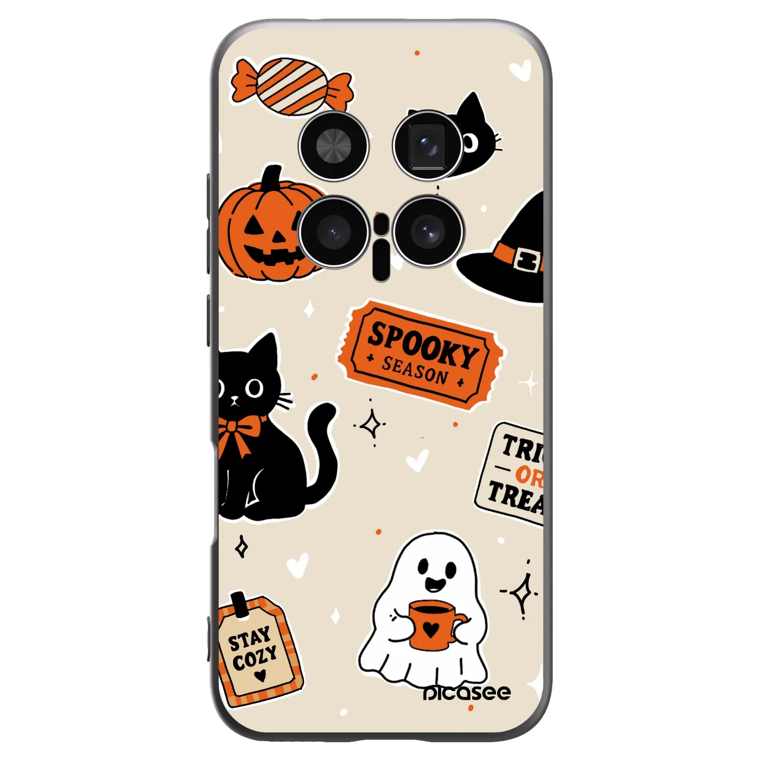 Picasee crna silikonska maskica za Honor Magic8 Pro 5G - Halloween stickers