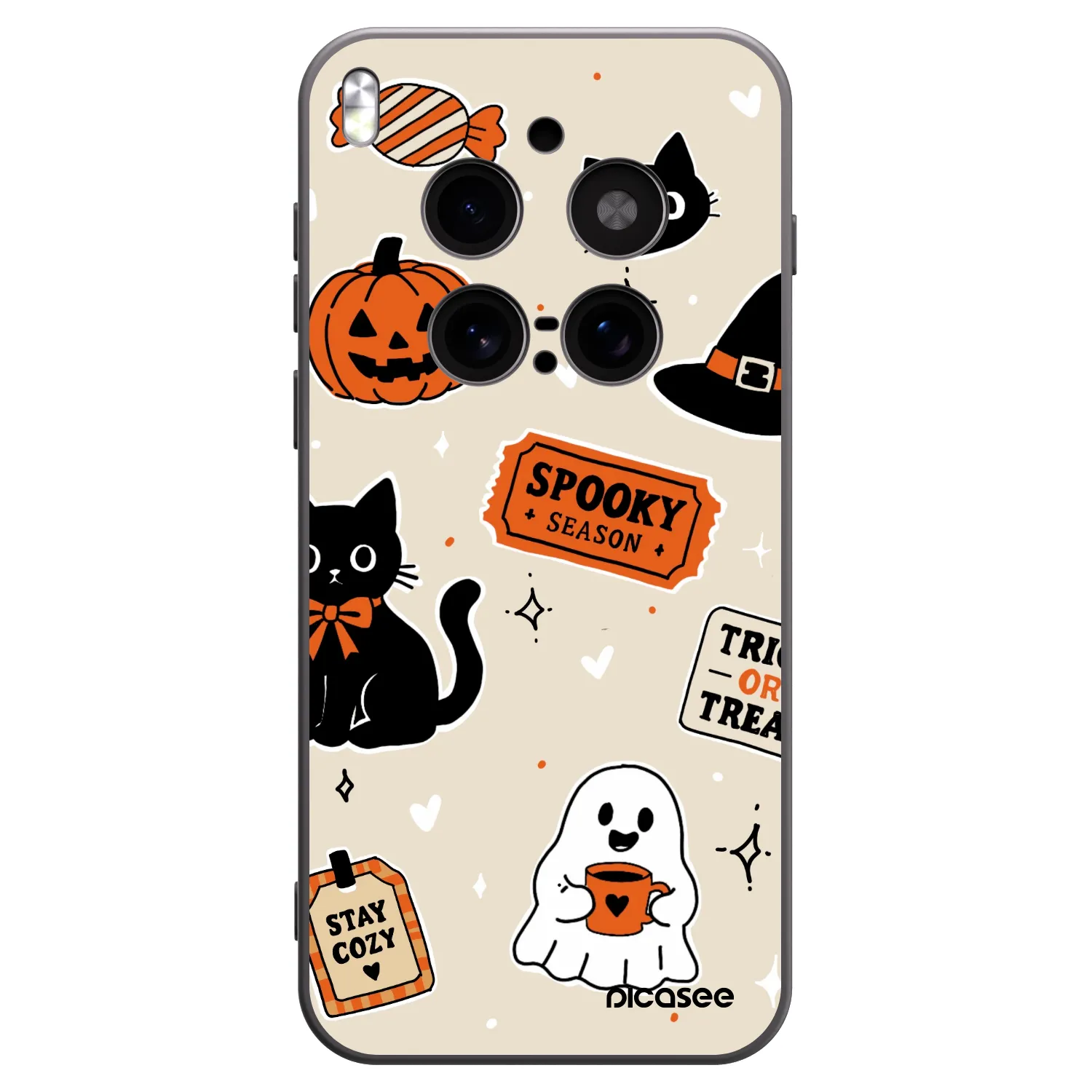 Picasee crna silikonska maskica za Vivo X300 Pro - Halloween stickers