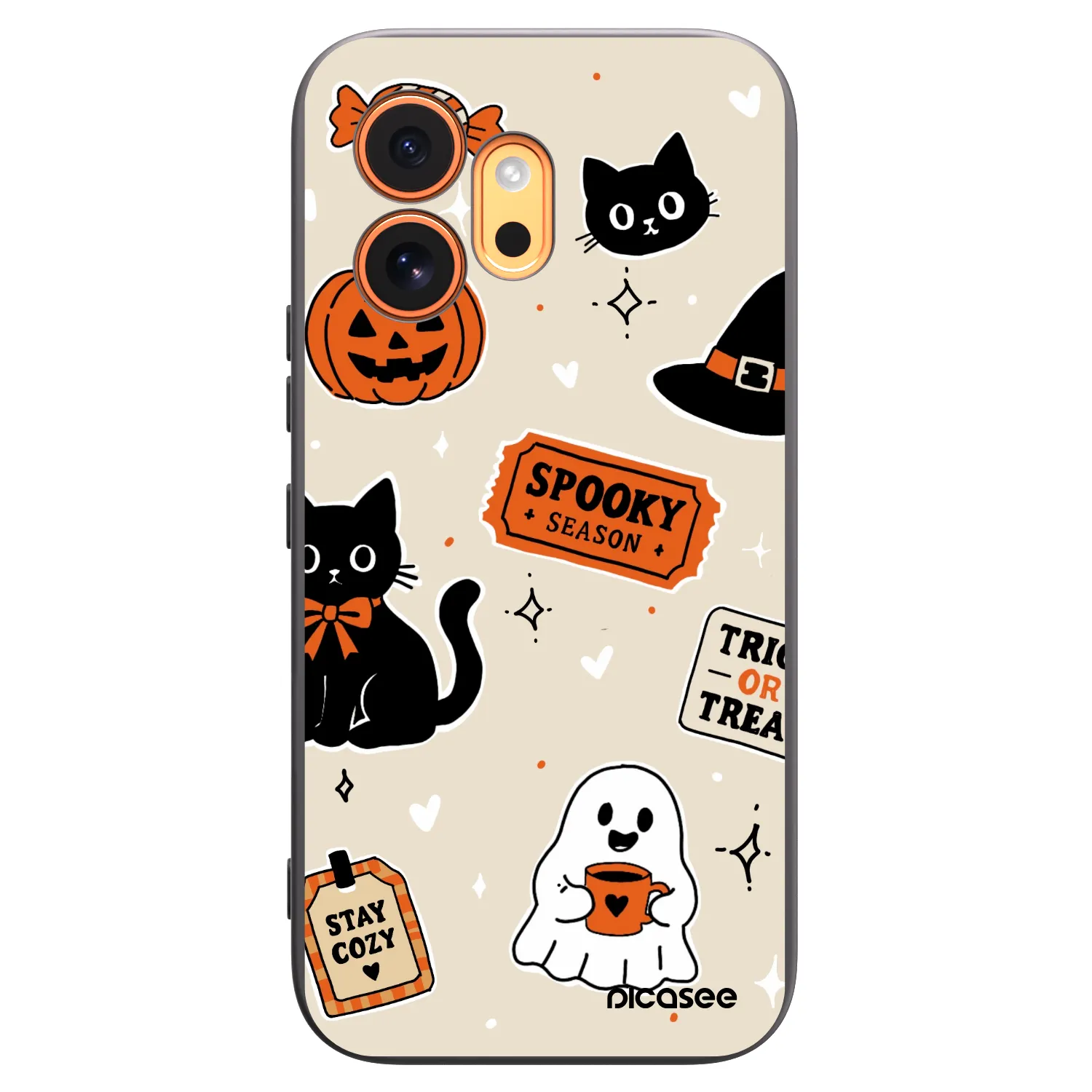 Picasee crna silikonska maskica za Honor 600 - Halloween stickers