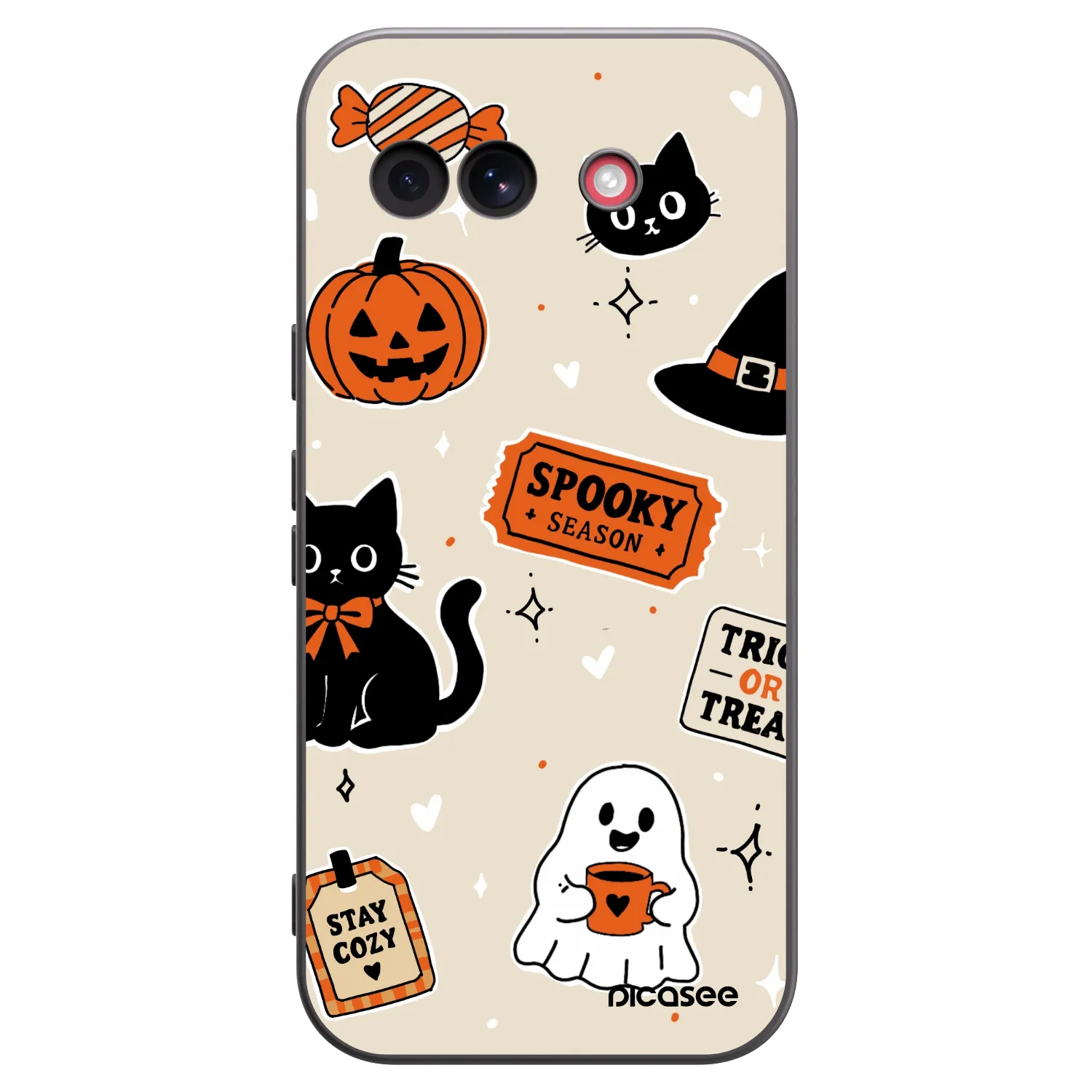 Picasee crna silikonska maskica za Google Pixel 10a - Halloween stickers