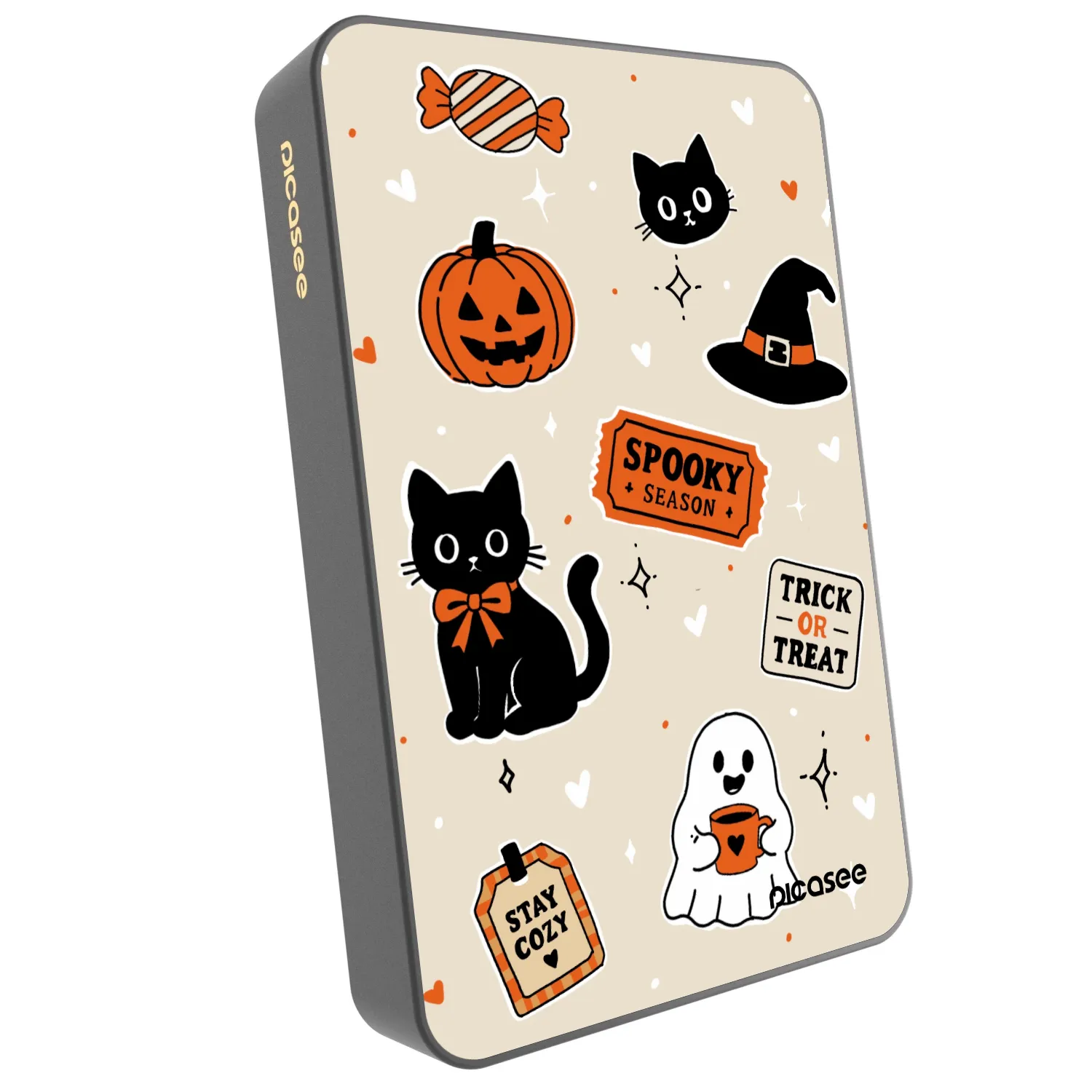 Picasee Prijenosni punjač s MagSafe 10 000 mAh Sivo - Halloween stickers
