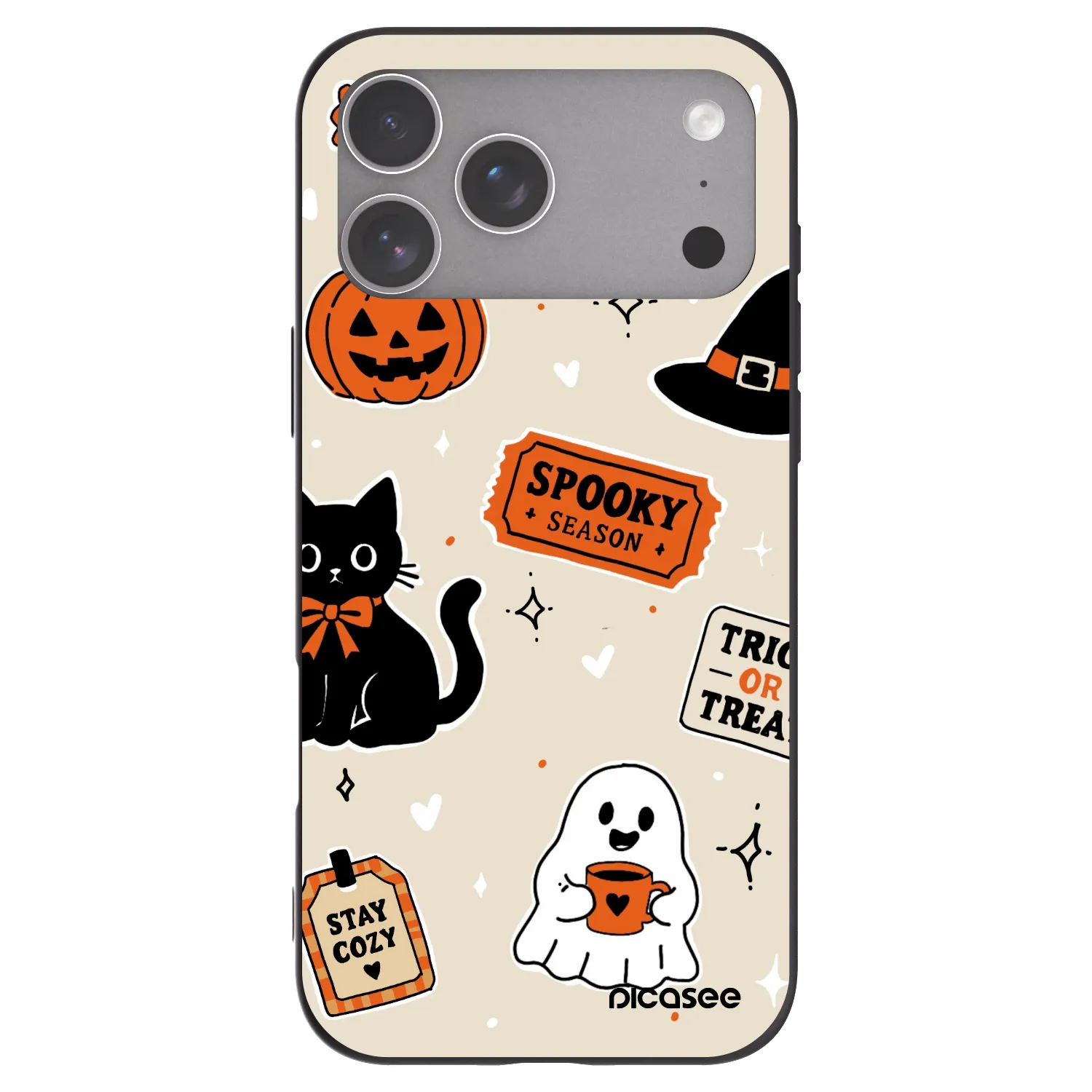 Picasee crna silikonska maskica za Apple iPhone 18 Pro Max - Halloween stickers