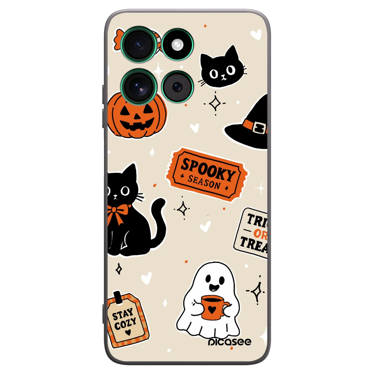 Picasee crna silikonska maskica za Motorola Moto G57 Power - Halloween stickers