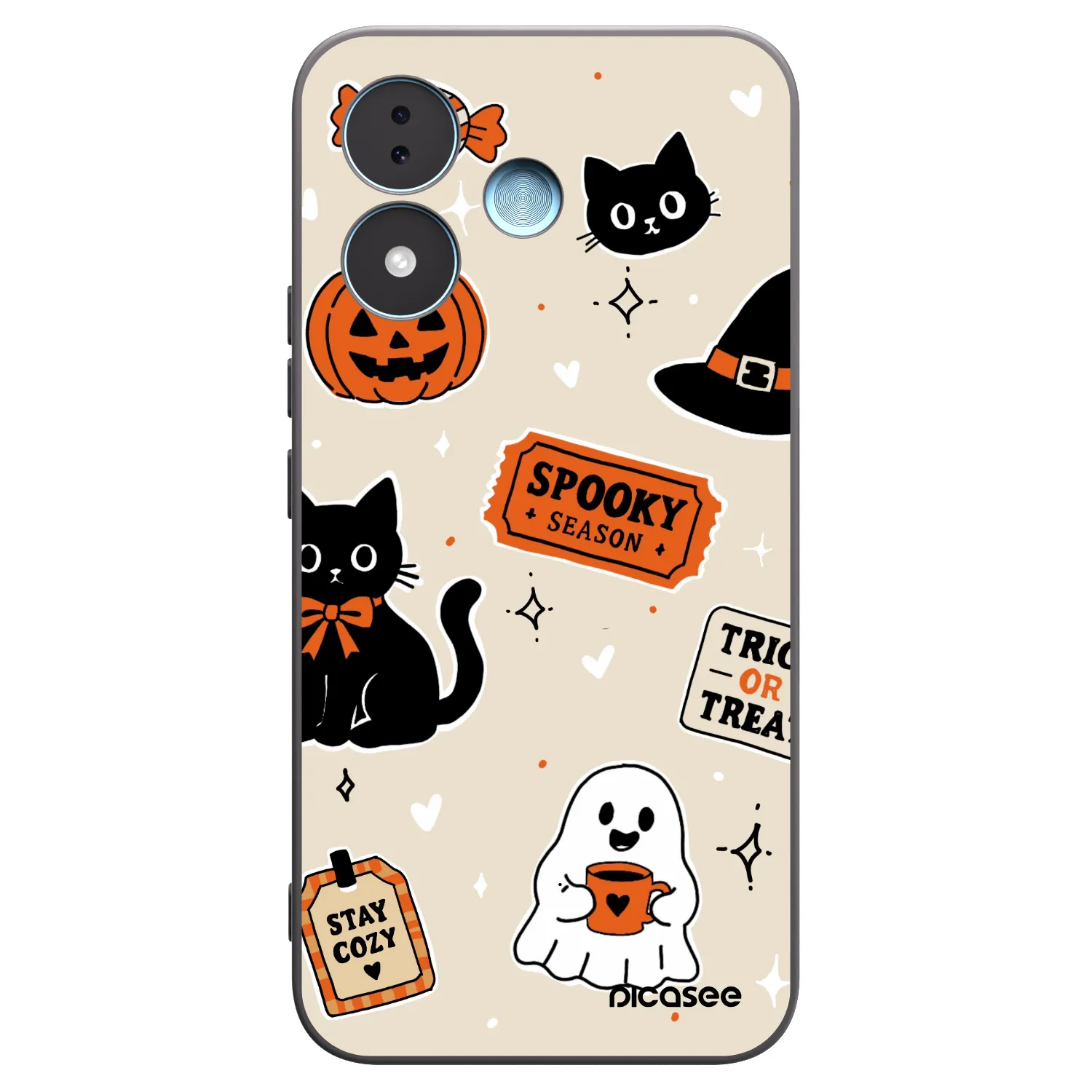 Picasee crna silikonska maskica za Xiaomi Redmi Note 17 5G - Halloween stickers