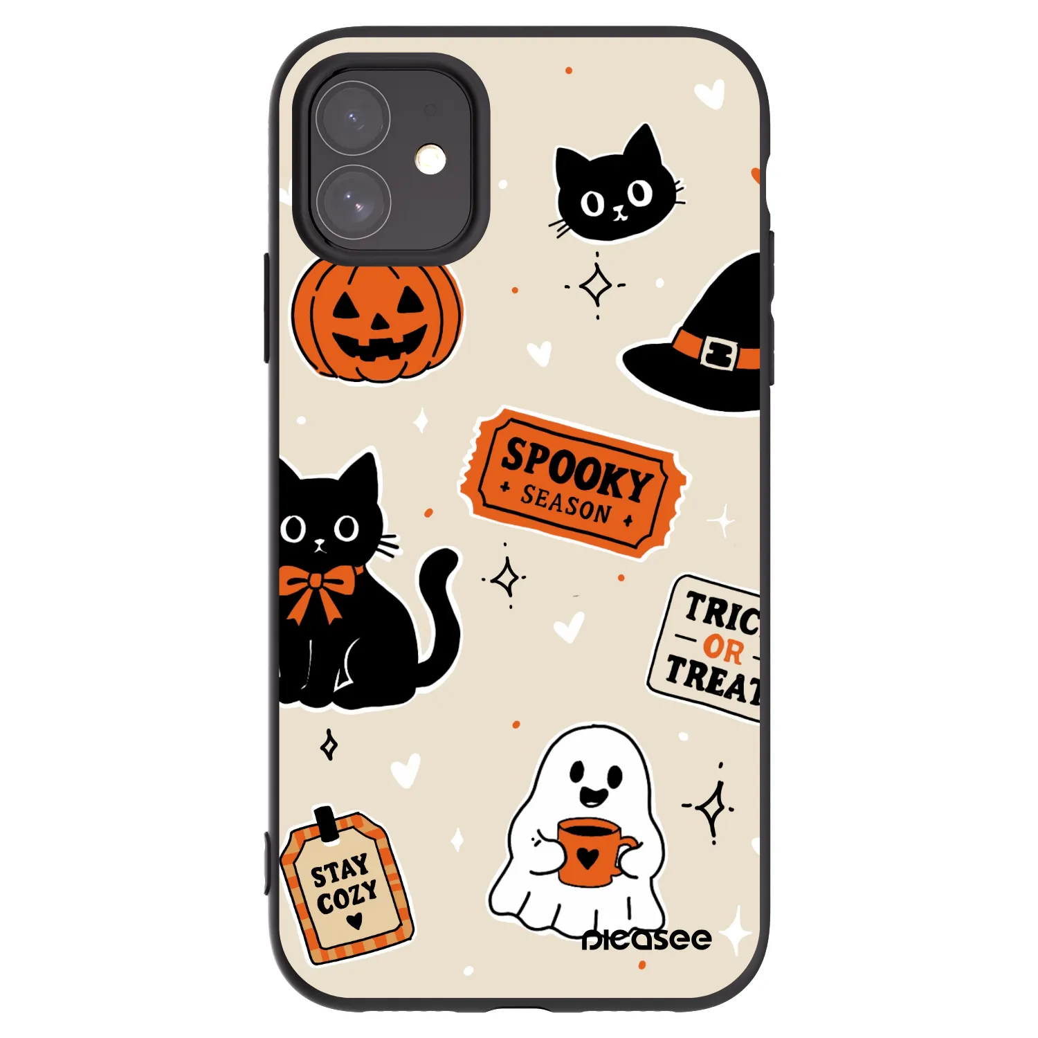Picasee crna silikonska maskica za Apple iPhone 11 - Halloween stickers