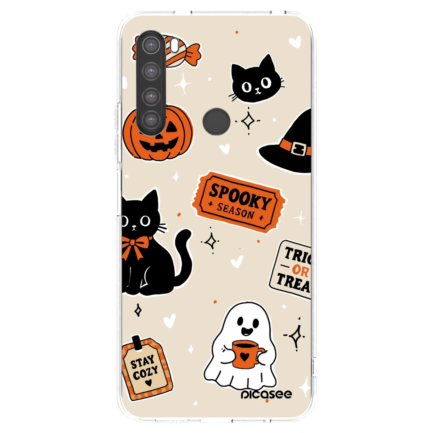 Picasee silikonska prozirna maskica za Xiaomi Redmi Note 8 - Halloween stickers