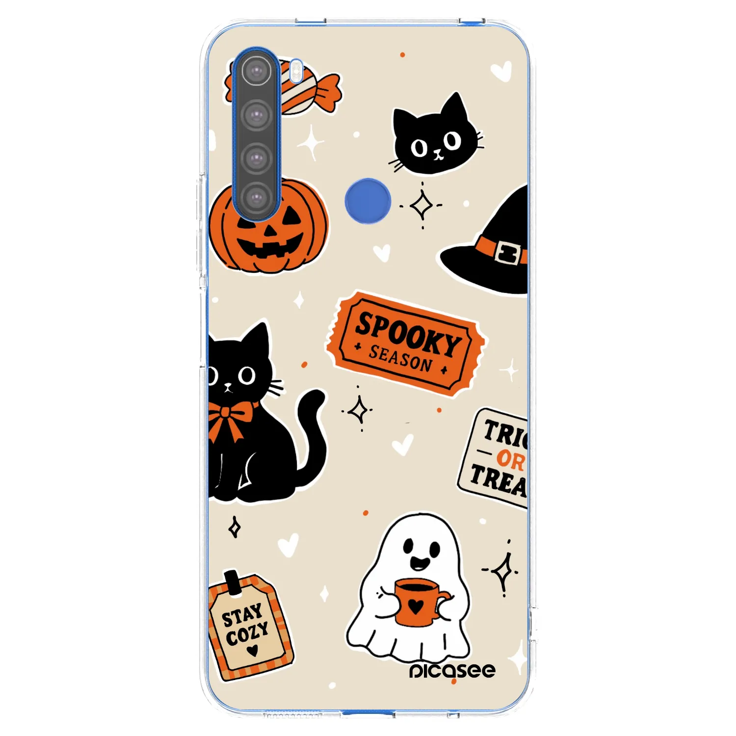Picasee silikonska prozirna maskica za Xiaomi Redmi Note 8T - Halloween stickers